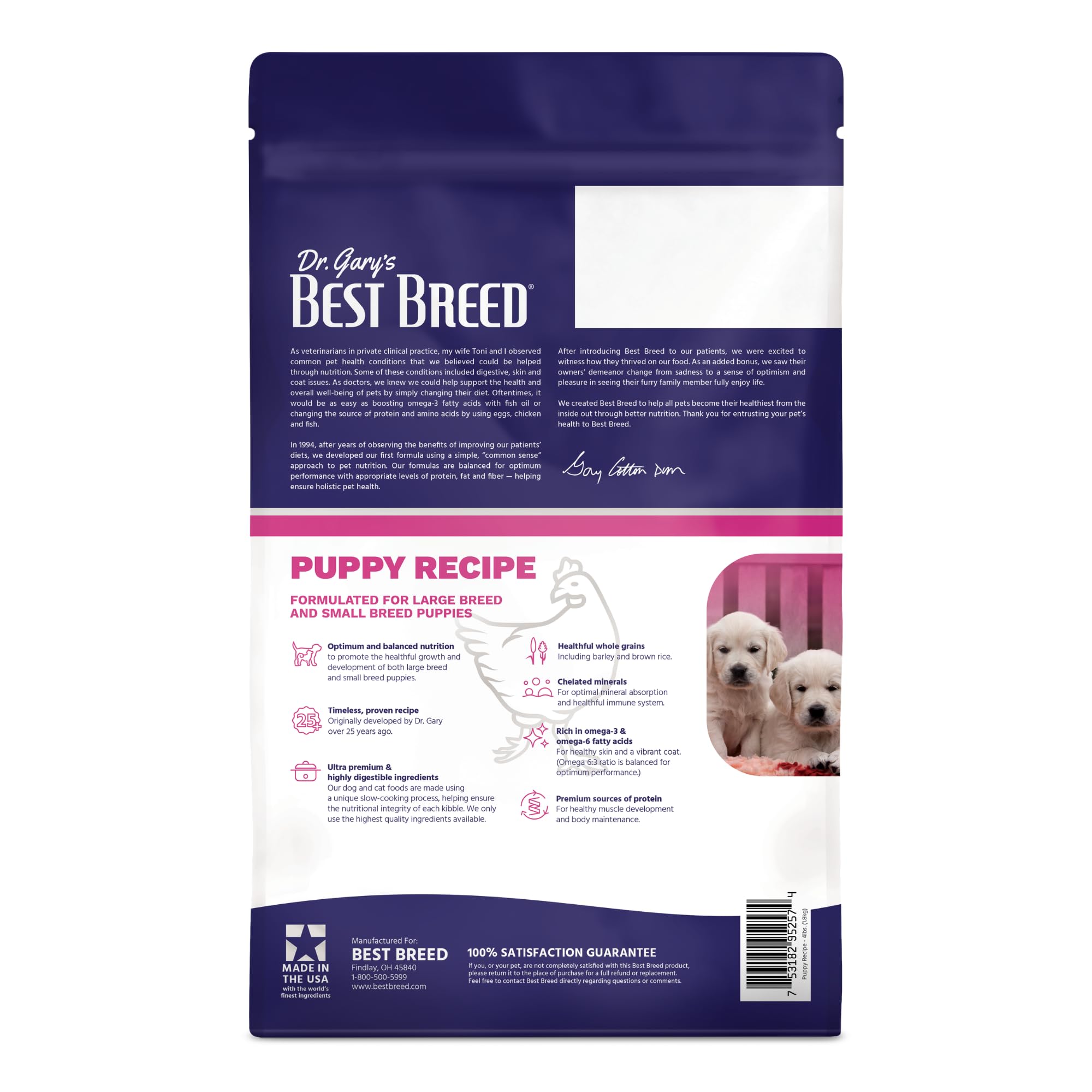 Best Breed ingrédients phares poulet poisson et moule pour nutriments