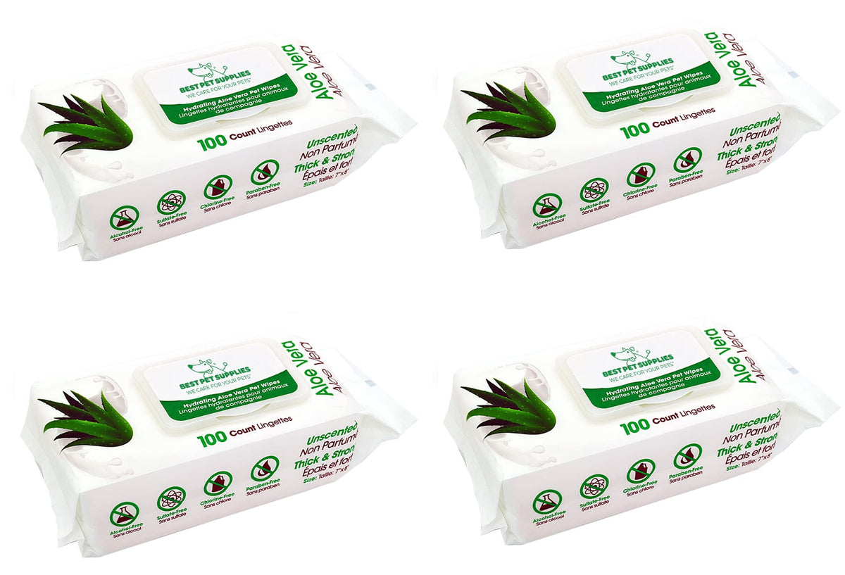 Best Pet Supplies emballage avant montrant 100 lingettes et bénéfice praticité
