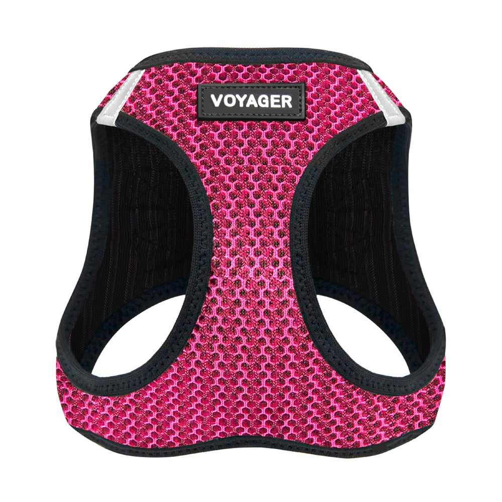 Best Pet Supplies vue face et arrière du gilet fuchsia améliorant l'ajustement