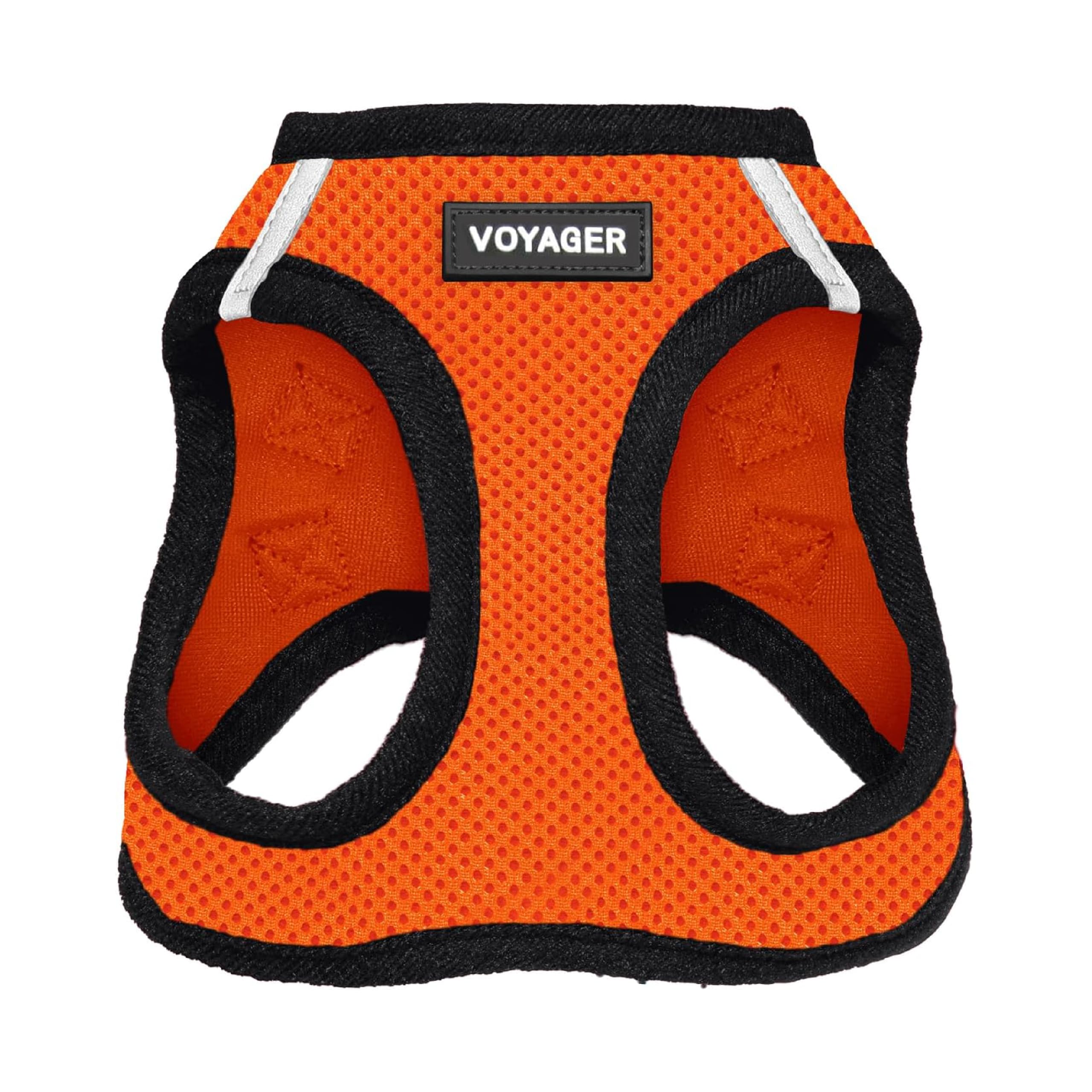 Best Pet Supplies vue frontale du gilet harnais orange noir, facile à enfiler