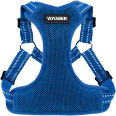 Best Pet Supplies harnais Voyager vue avant packaging montrant design et couleur bleue, confortable