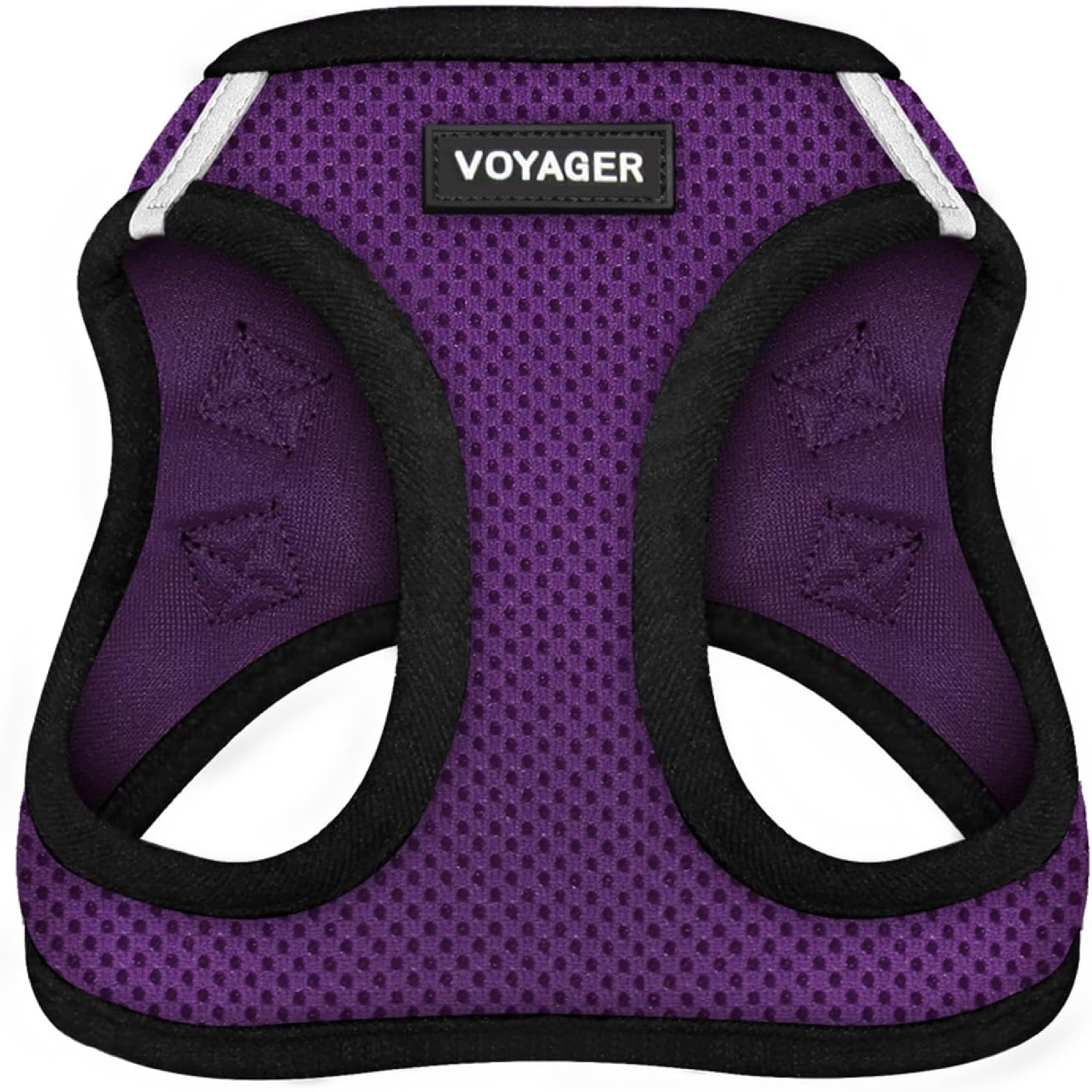 Best Pet Supplies vue avant du harnais violet/ noir montrant la coupe et fermeture