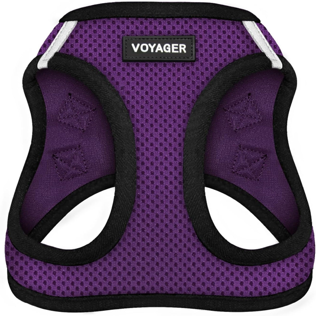 Best Pet Supplies vue avant du harnais violet/ noir montrant la coupe et fermeture
