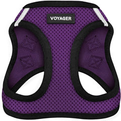 Best Pet Supplies vue avant du harnais violet/ noir montrant la coupe et fermeture
