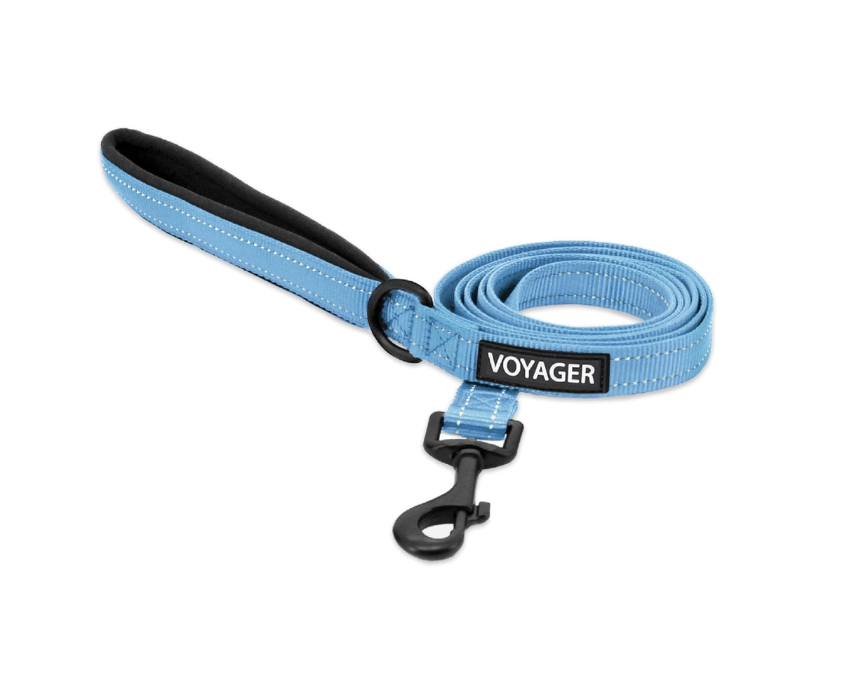 Best Pet Supplies laisse Voyager face montrant longueur et couleur Baby Blue, visibilité accrue