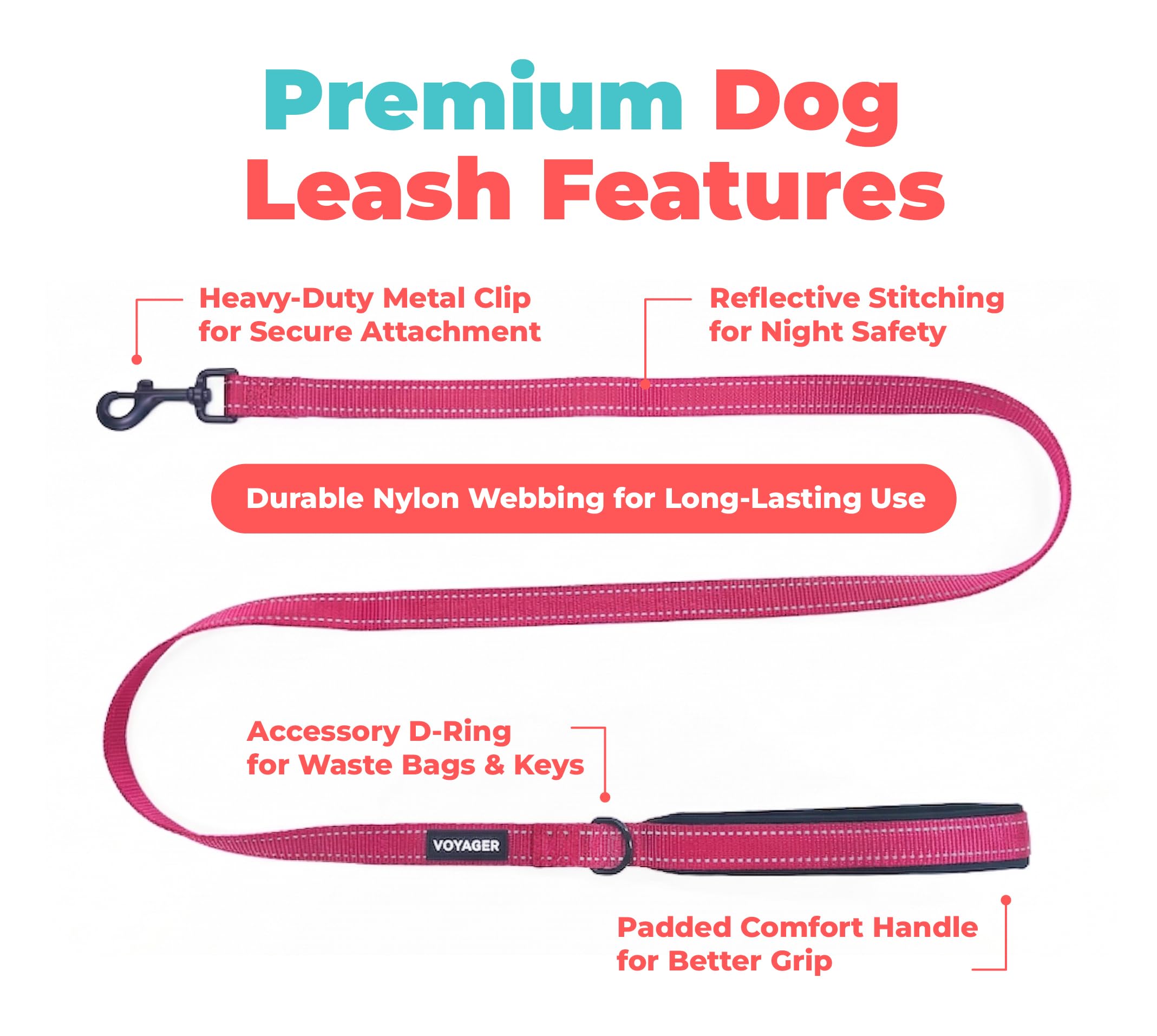 Best Pet Supplies Voyager poignée en néoprène pour confort prolongé lors des promenades