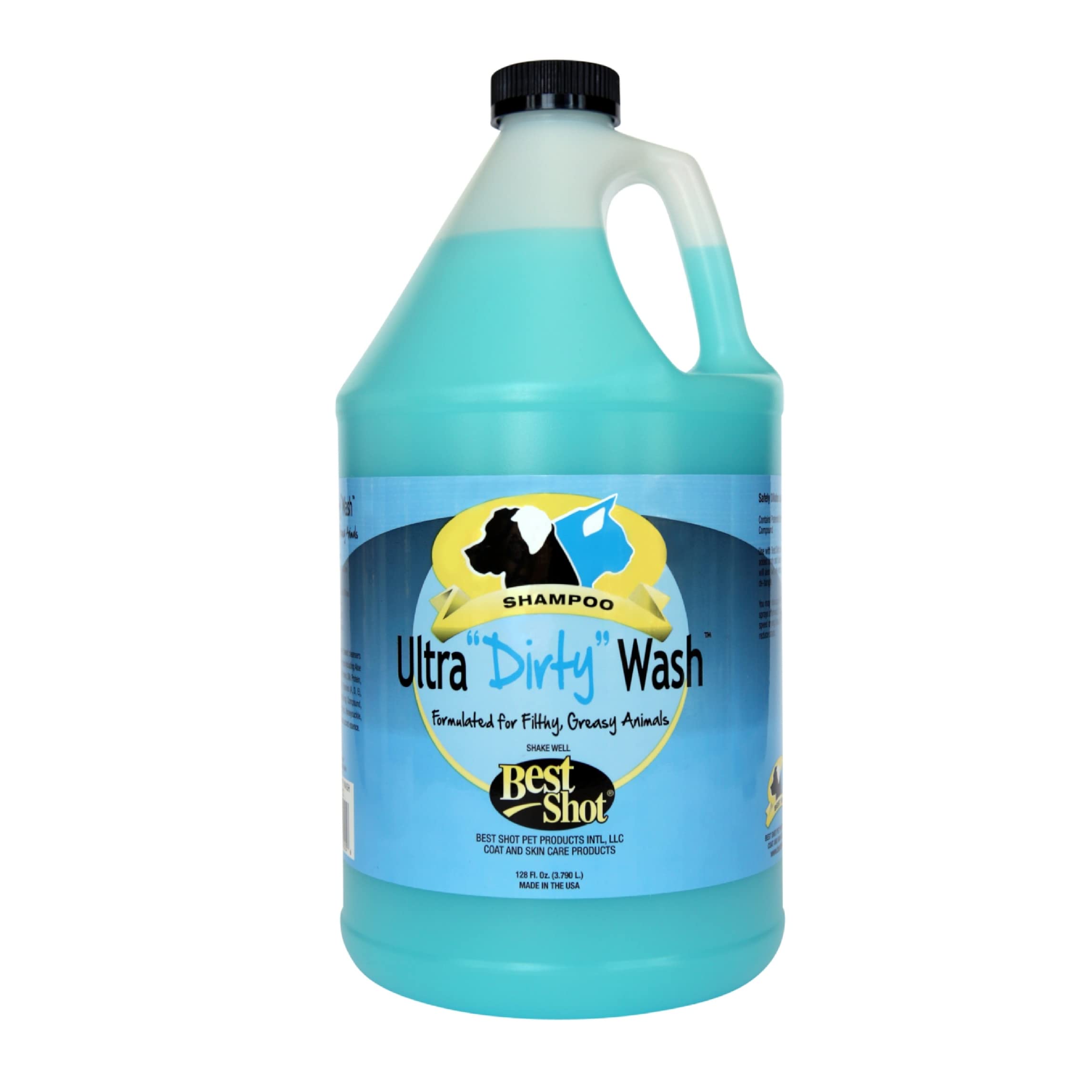 Best Shot bouteille gallon Ultra Dirty Wash montrant l'emballage et l'utilisation économique