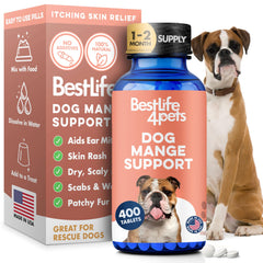 BestLife4Pets boîte avant montrant 400 comprimés pour soulager démangeaisons