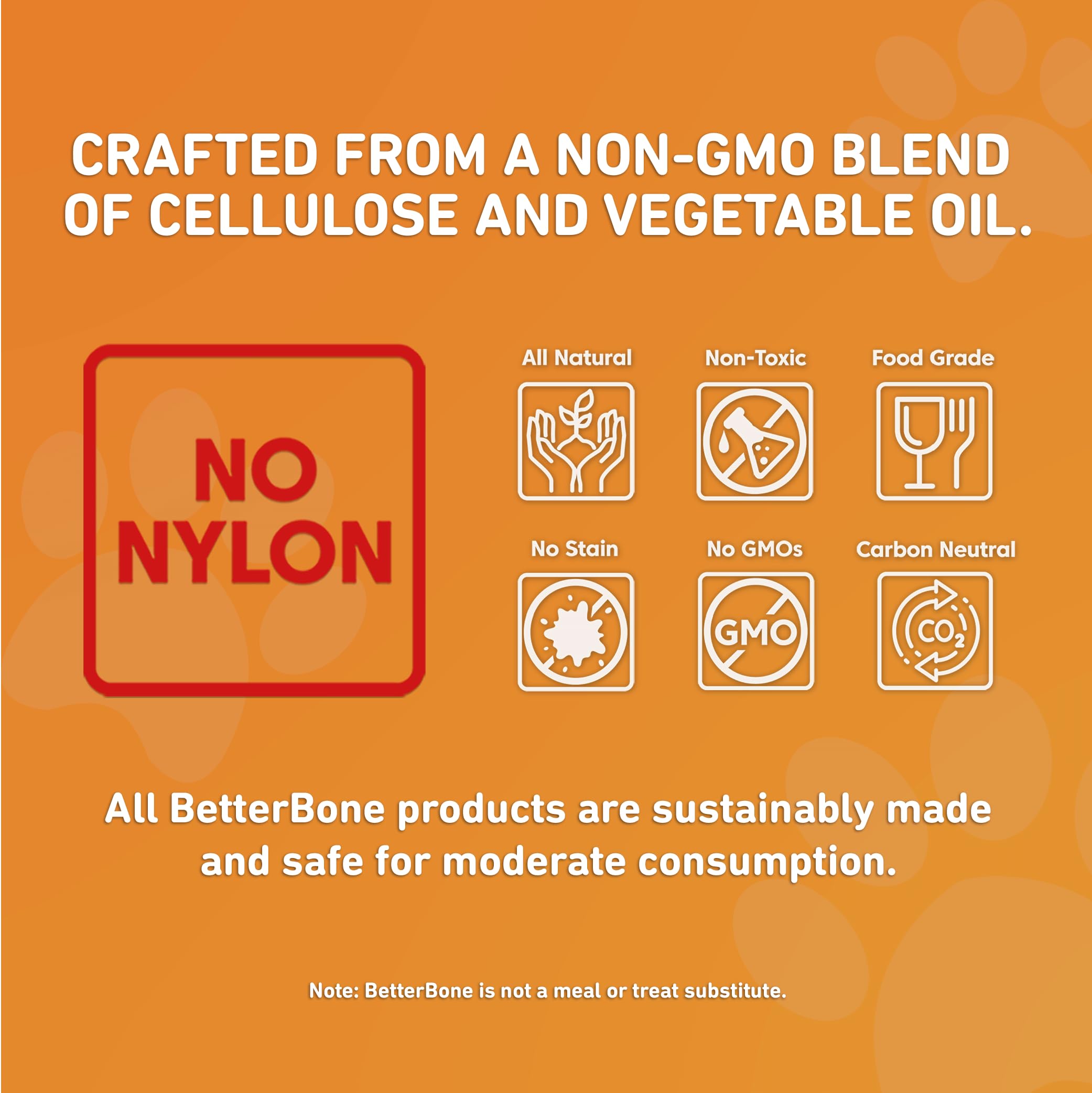 BetterBone étiquette détaillée affichant ingrédients non-GMO et fabrication net-zéro