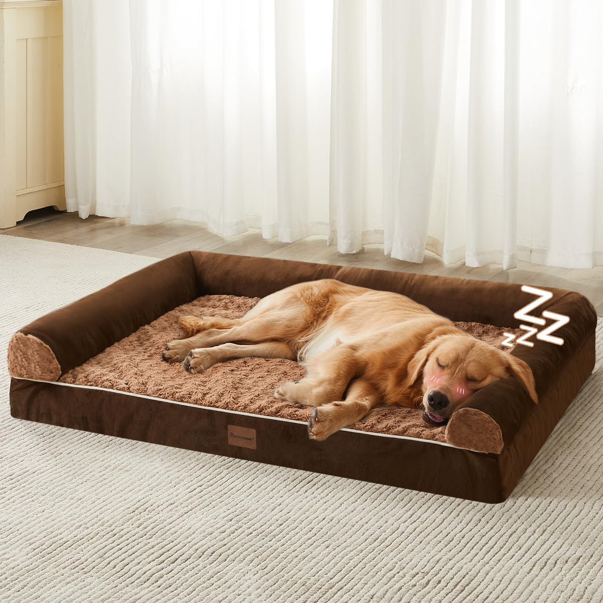 BFPETHOME lit orthopédique face avant montrant design en U et confort