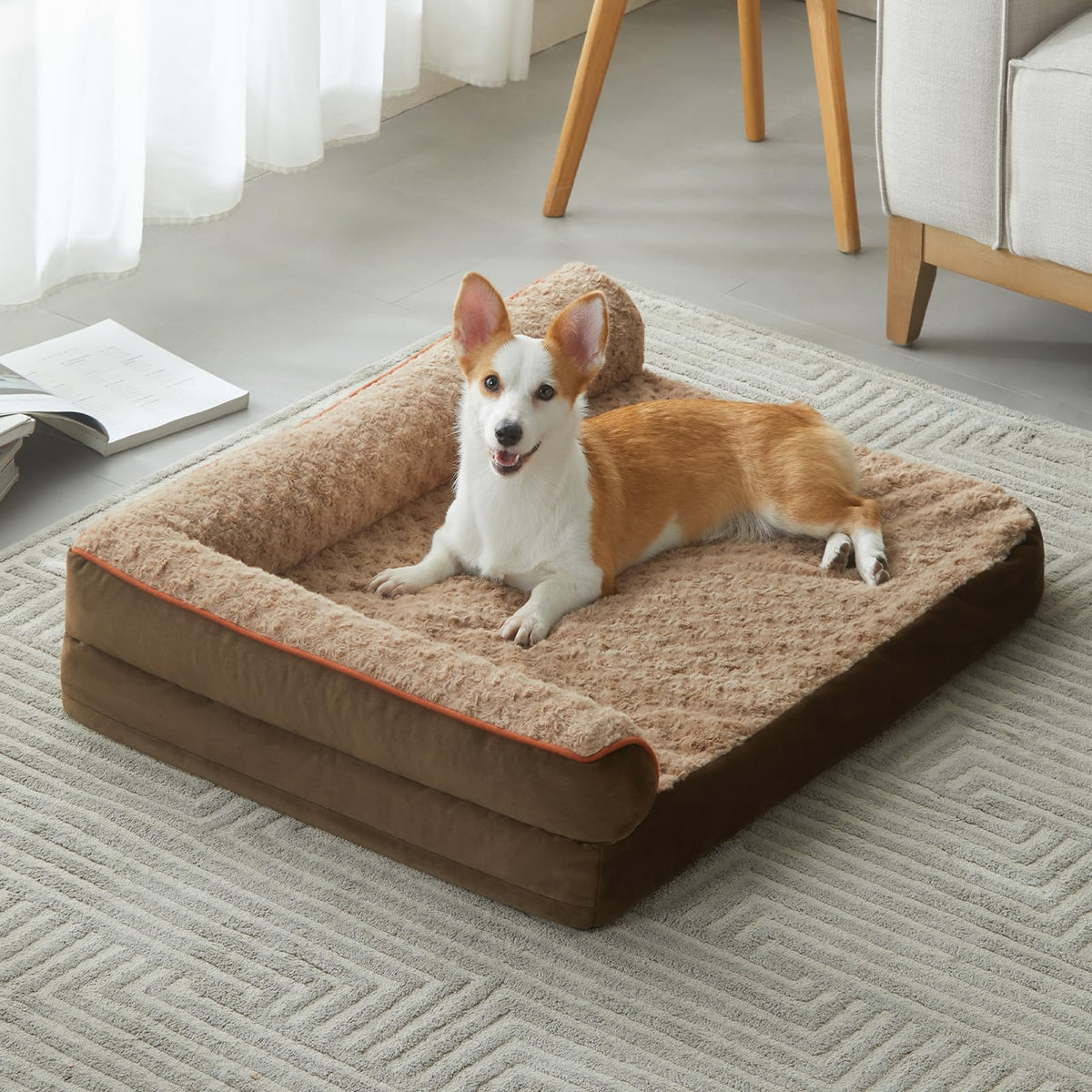 BFPETHOME lit orthopédique face avant montrant contour en L et confort