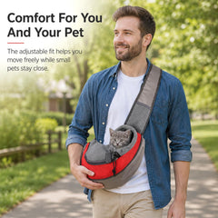 Bibabala petit chien installé dans le sling pour promenade mains libres et calme
