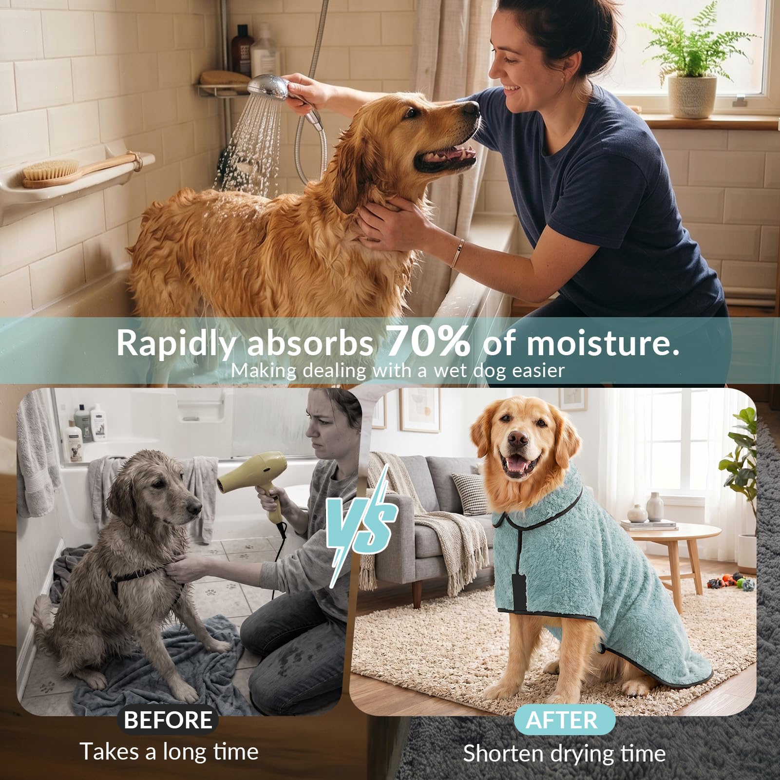 Bienbee chien portant le peignoir en extérieur offrant chaleur rapide