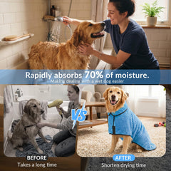 Bienbee chien portant peignoir après bain, séchage plus rapide