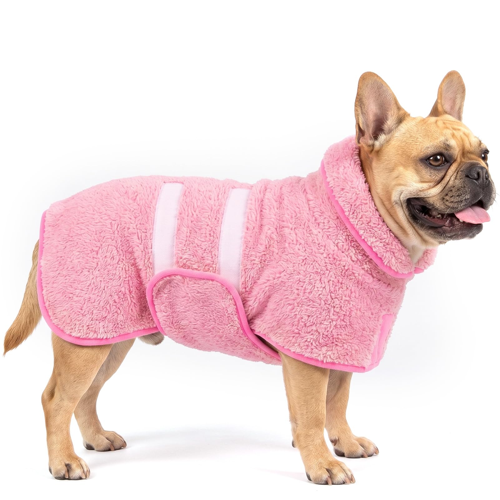 Bienbee peignoir rose taille M vue de face, séchage rapide et maintien sûr