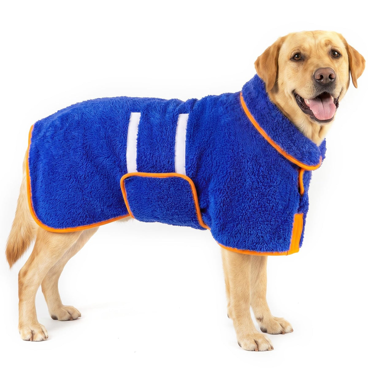 Bienbee peignoir bleu foncé taille L montrant coupe avant et manches, confort immédiat