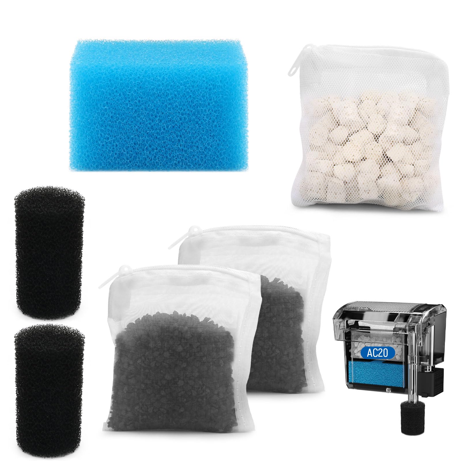 Big Peng emballage avant AC20 montrant kit complet et compatibilité Fluval