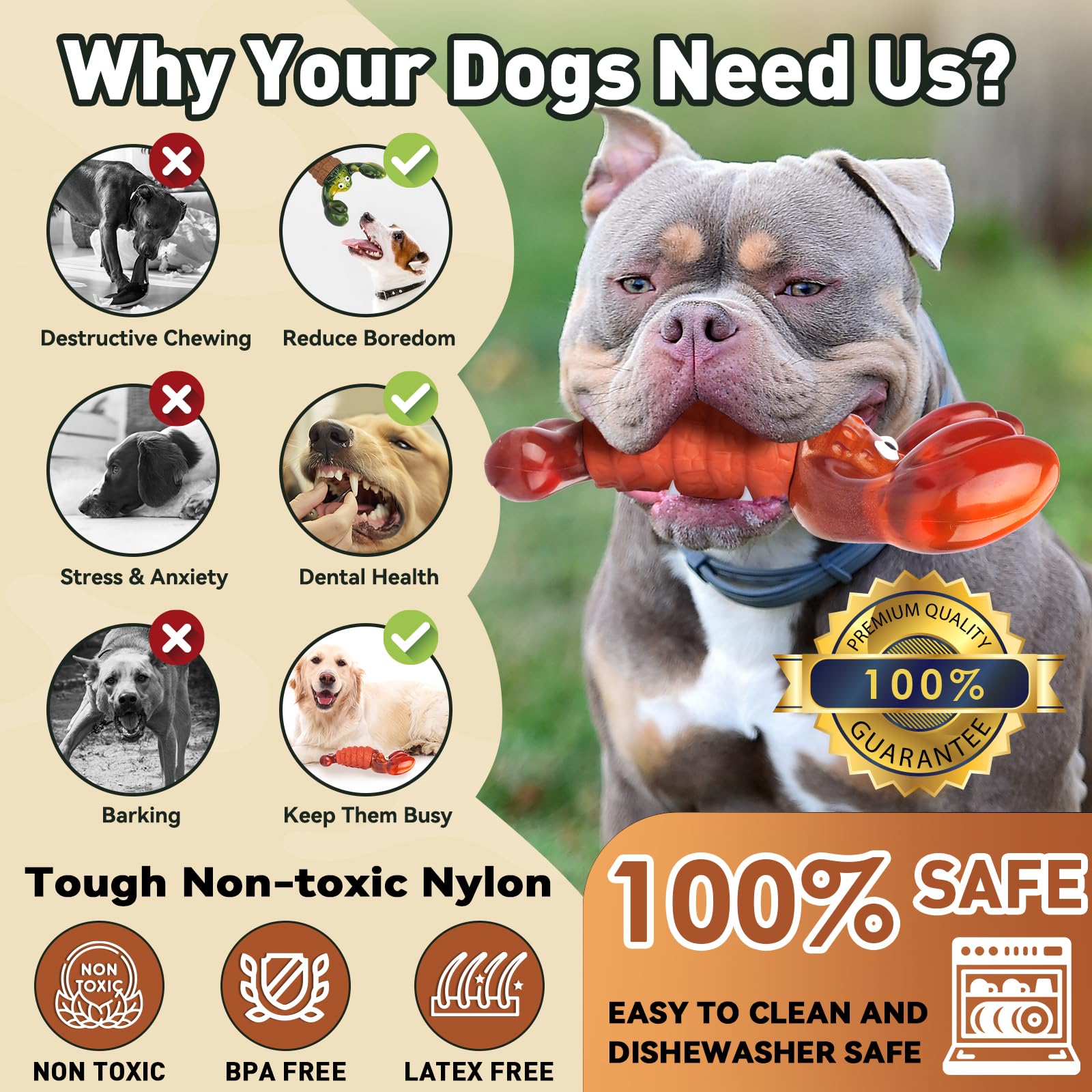 BIKIISEN jouet homard en usage avec grand chien stimule activité