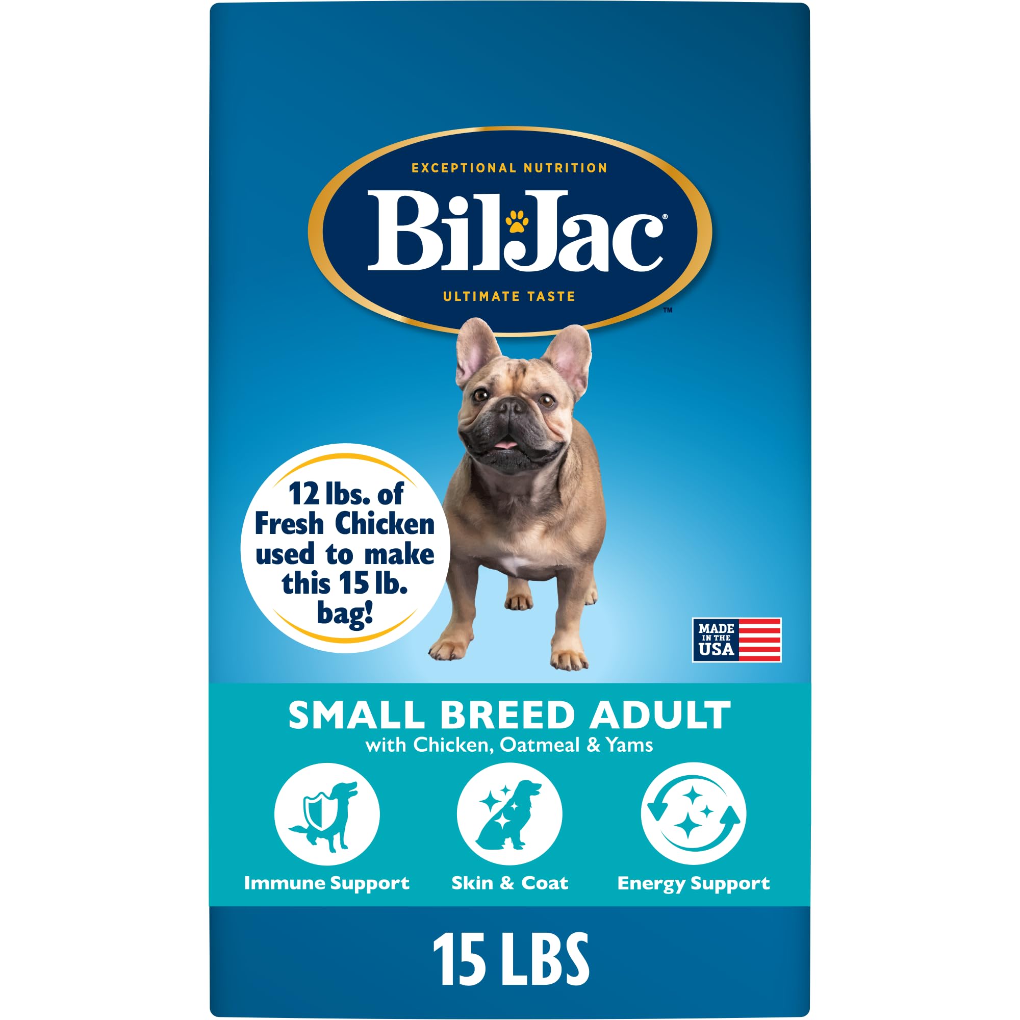 Bil-Jac sachet avant montrant l'emballage et bénéfice appétence garantie