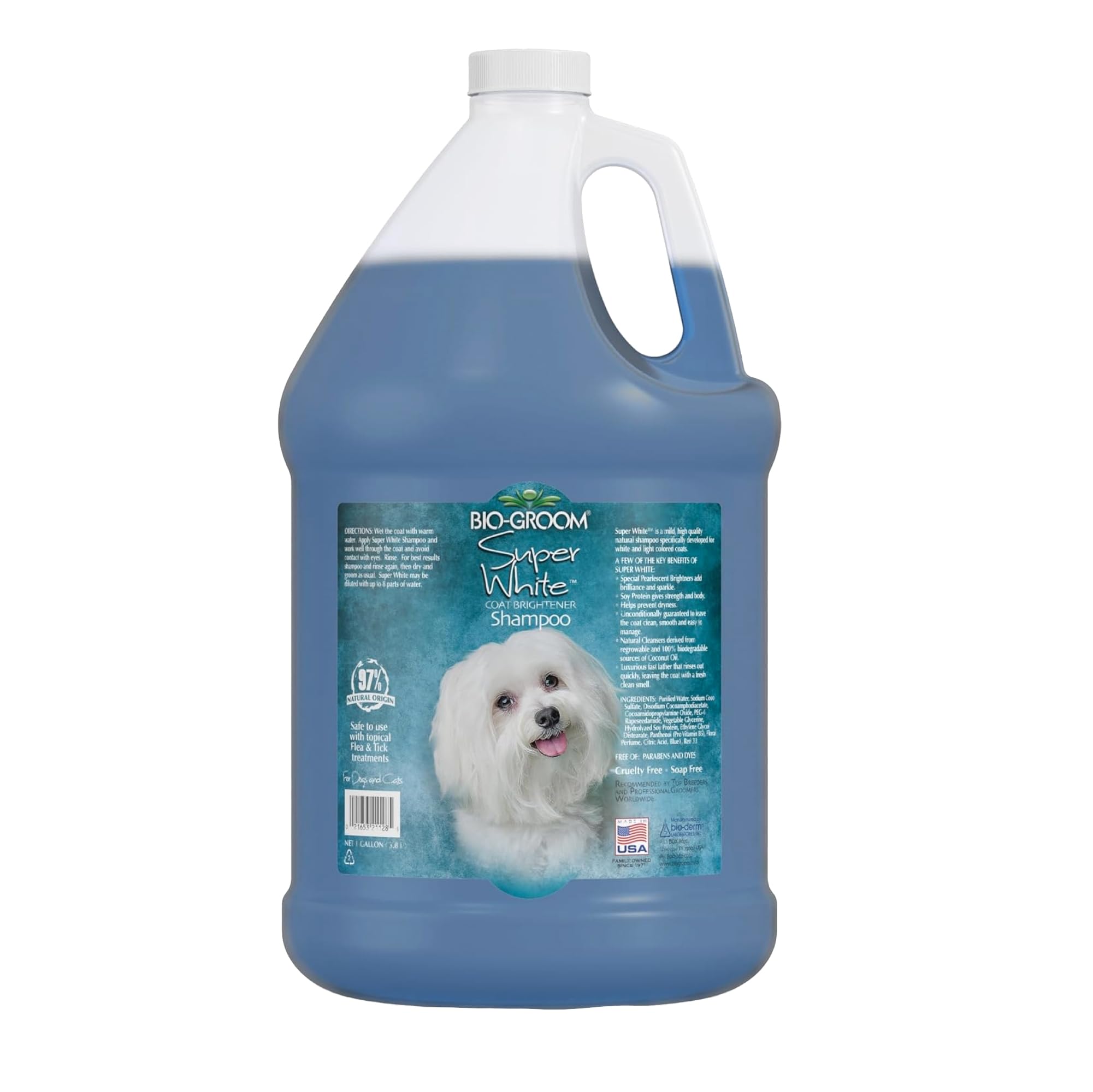 Bio-Groom devant du gallon montrant l'étiquette et facilité d'utilisation