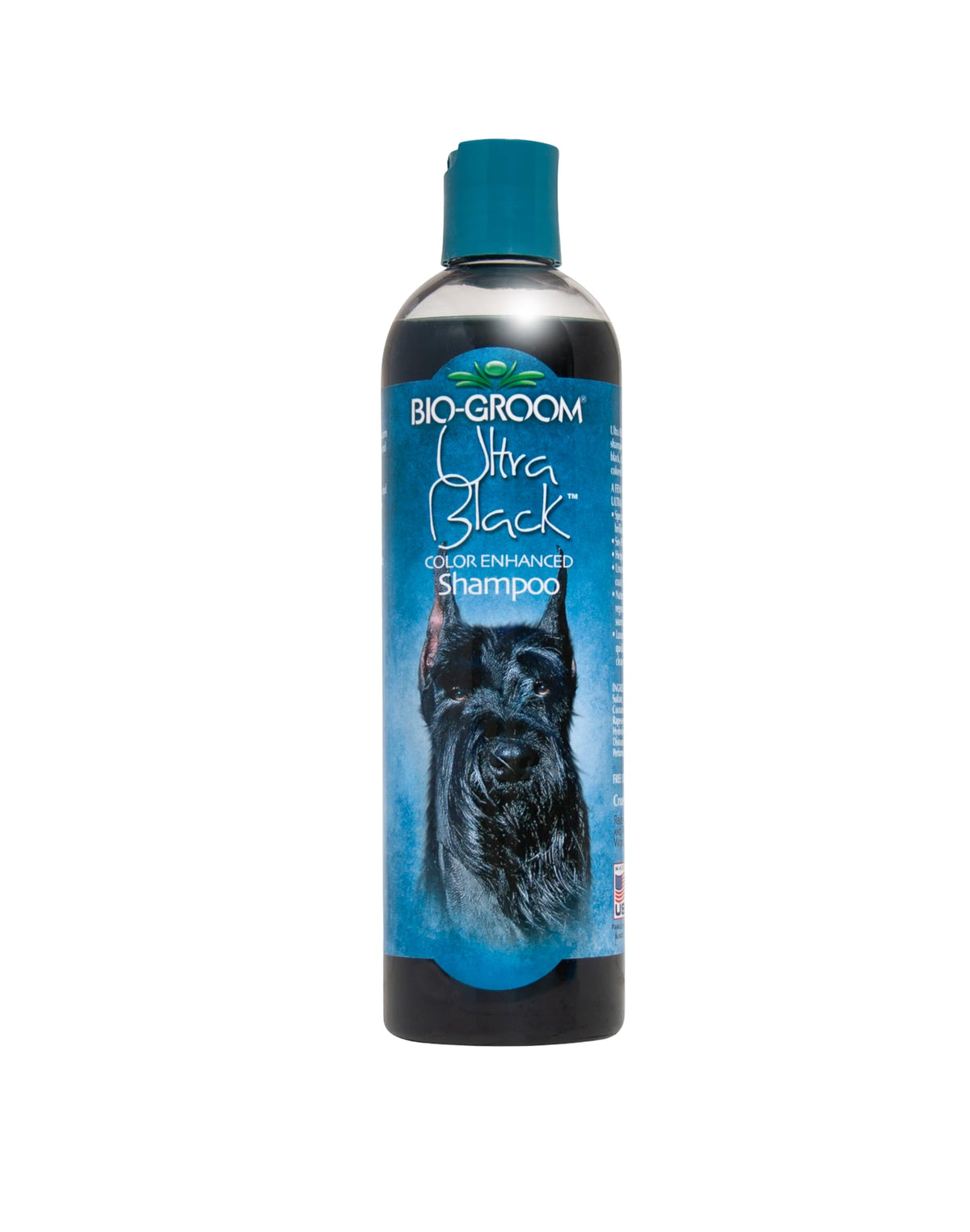 Bio-Groom bouteille face avant montrant étiquette et volume 12 fl oz bénéfice brillance