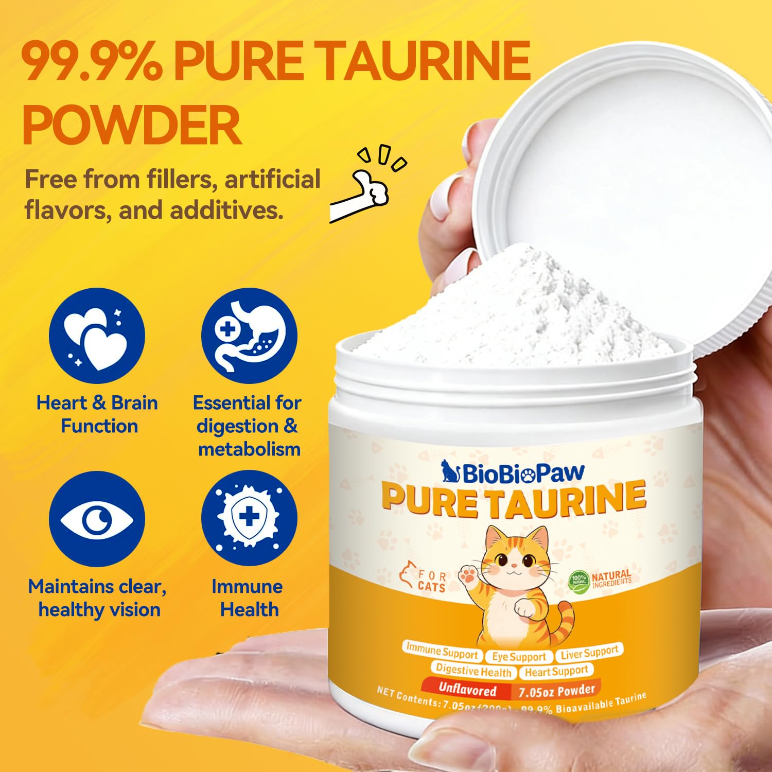 BioBiopaw bocal ouvert révélant poudre pure, manipulation simple