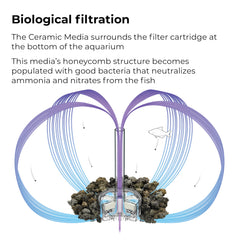 biOrb média céramique installé dans le compartiment de filtration améliorant la qualité de l'eau