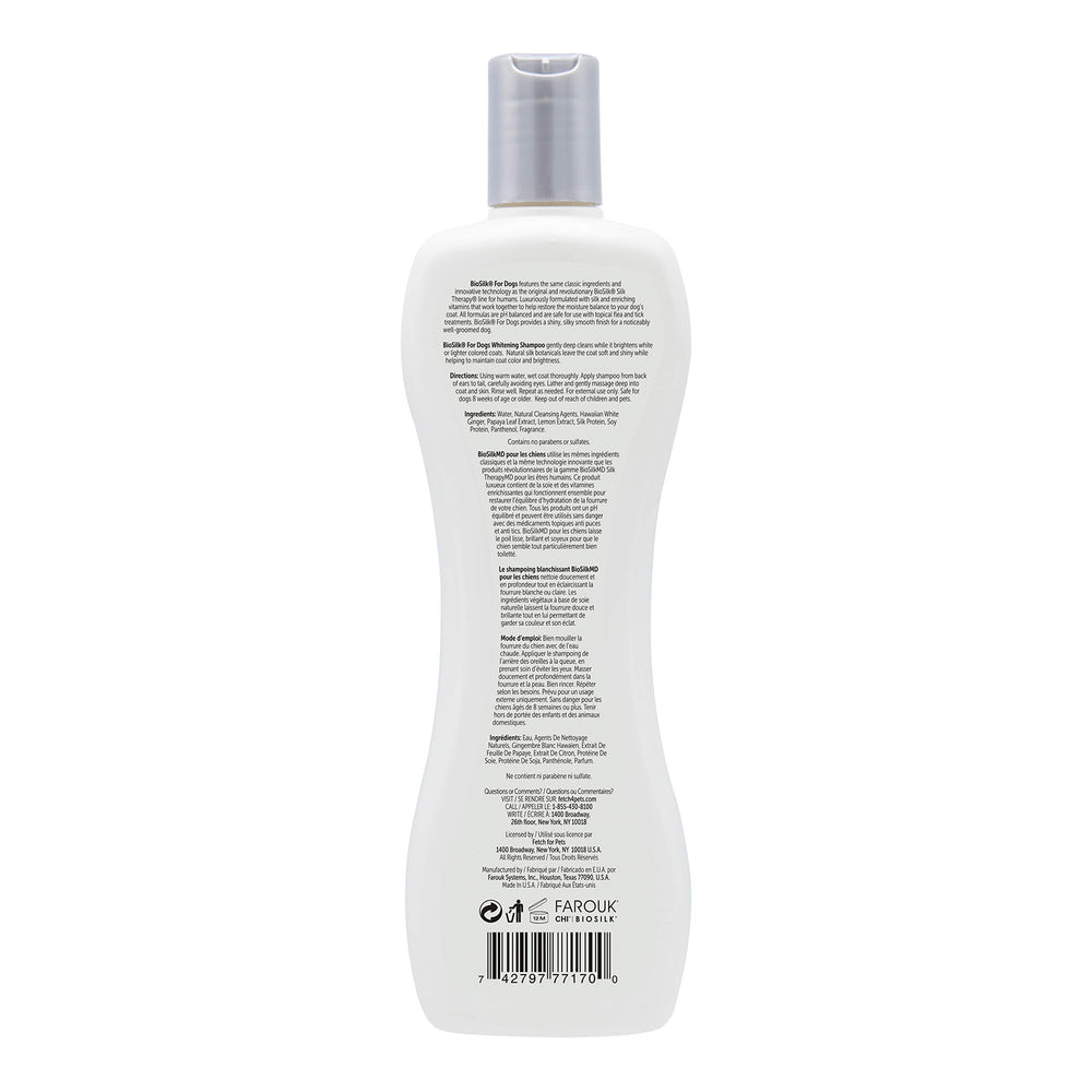 BioSilk pelage blanc après lavage montrant brillance et pelage plus doux