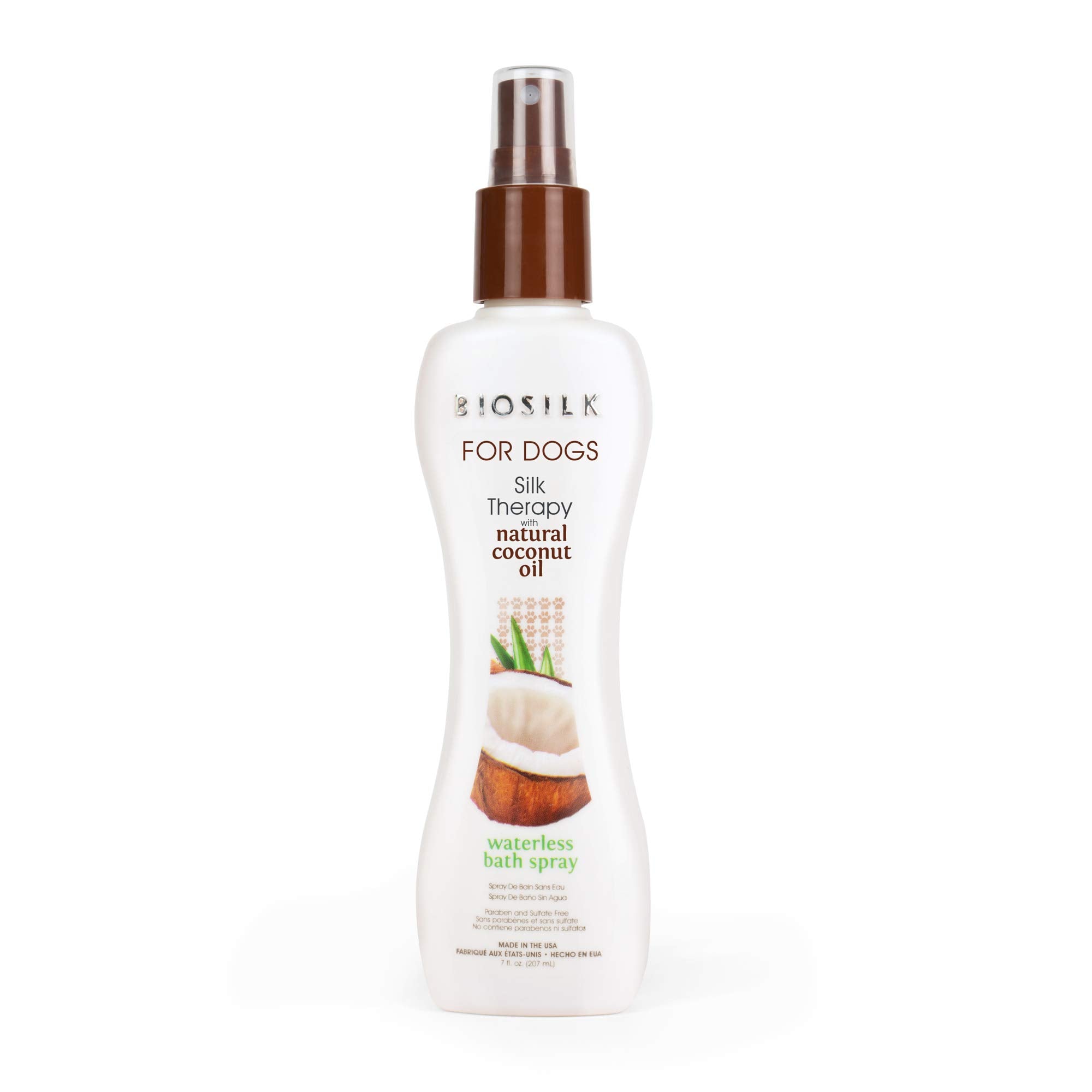 BioSilk for Dogs emballage avant montrant flacon pratique pour rafraîchir pelage