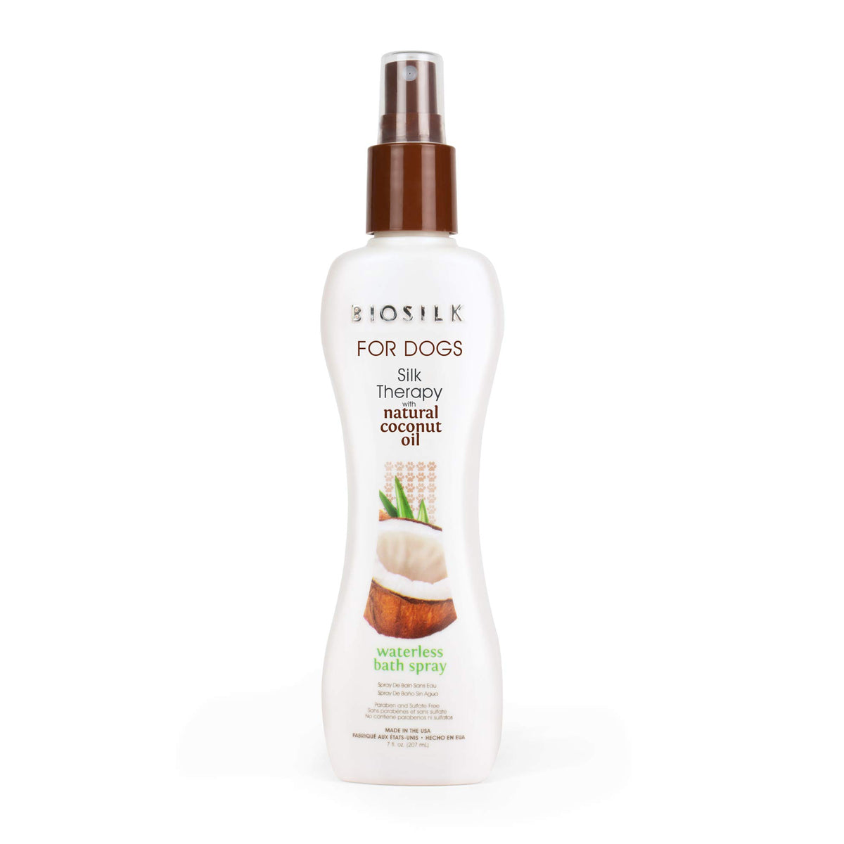 BioSilk for Dogs emballage avant montrant flacon pratique pour rafraîchir pelage