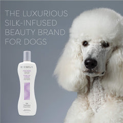 BioSilk application lors d'un bain pour chien montrant facilité d'utilisation et rinçage efficace