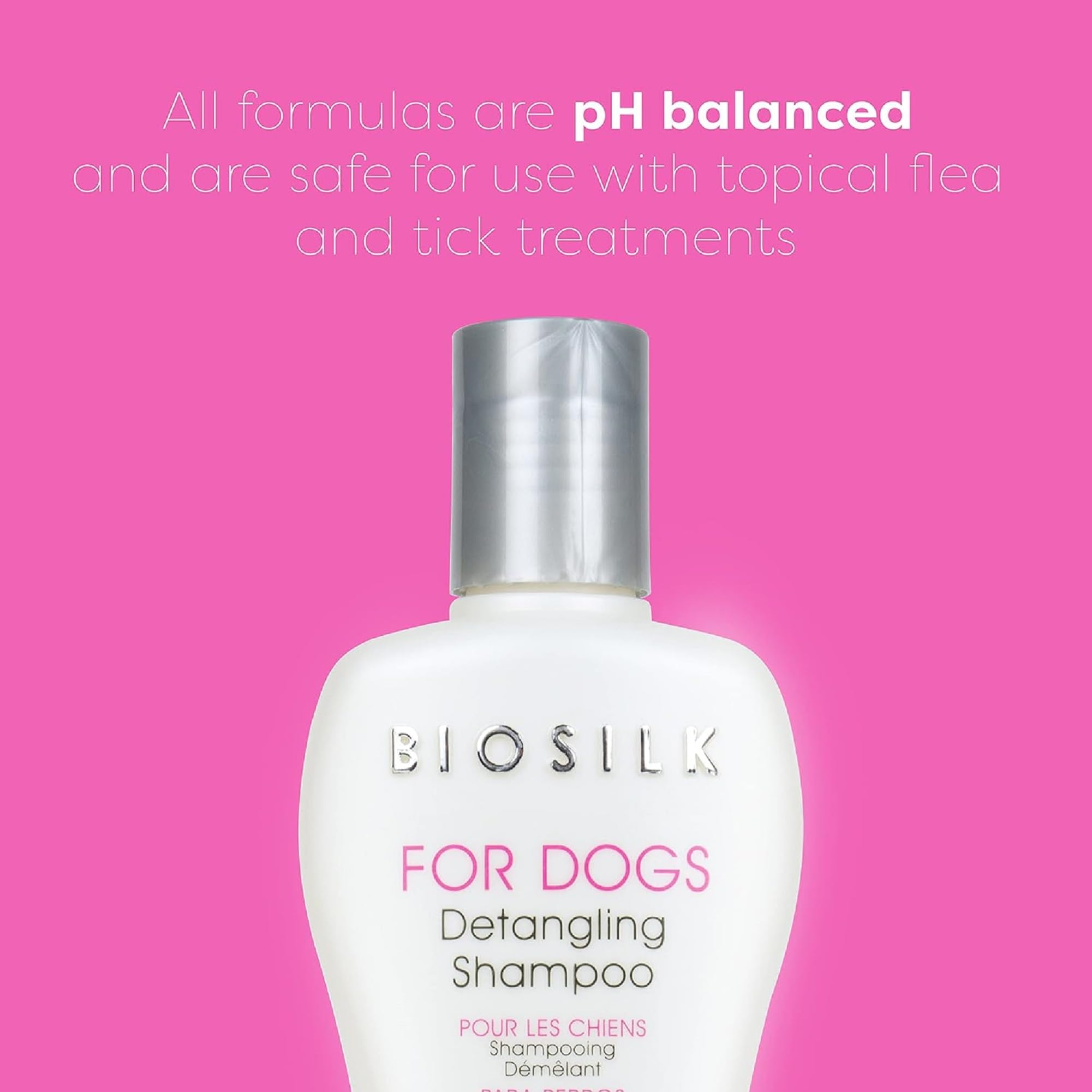 BioSilk for Dogs détail étiquette listant ingrédients clés et bénéfices