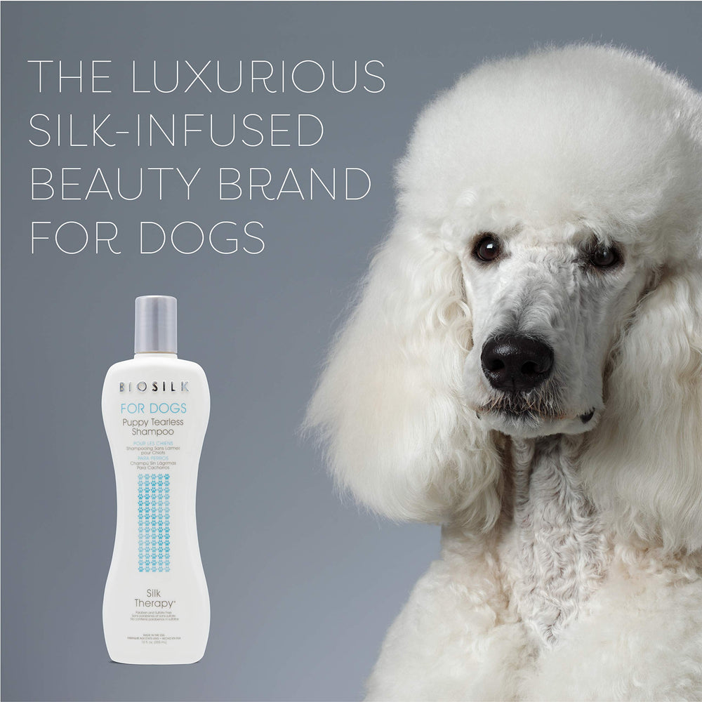 BioSilk application sur chiot rendant le bain plus calme
