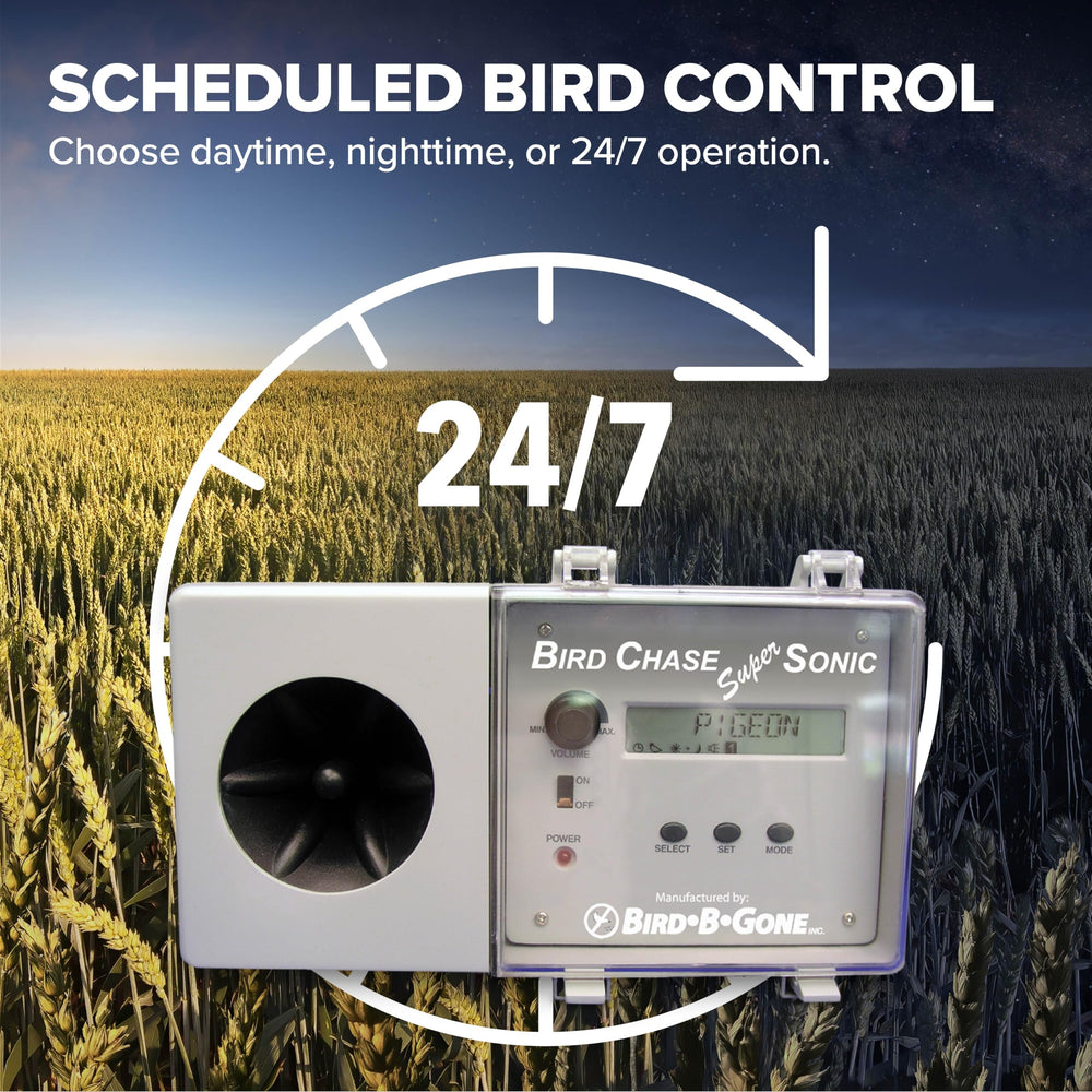 Bird B Gone cordon d'alimentation et entrées pour haut-parleurs facilitant l'extension