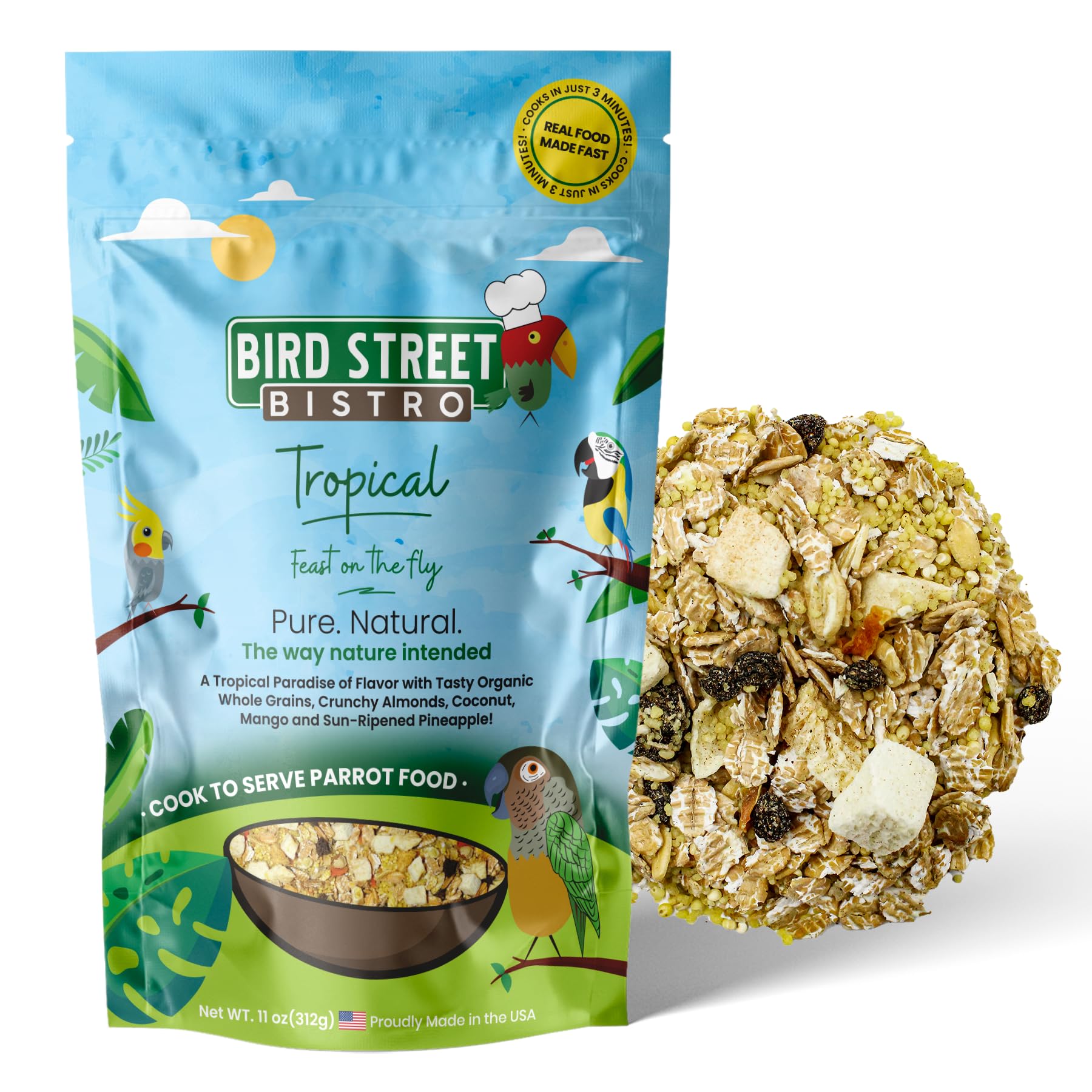 Bird Street Bistro emballage avant montrant mélange naturel et préparation rapide