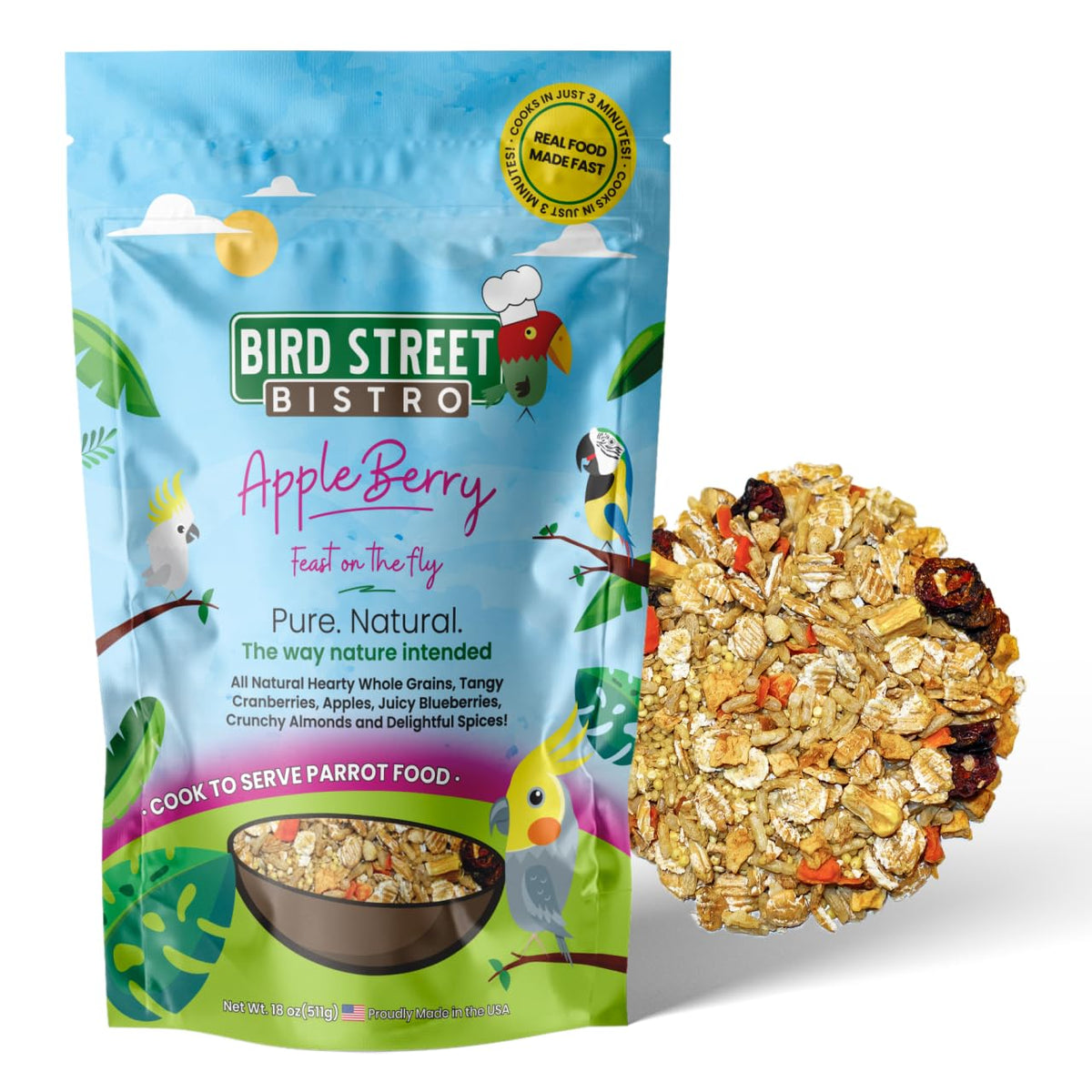 Bird Street Bistro emballage avant montrant le produit prêt en minutes et naturel