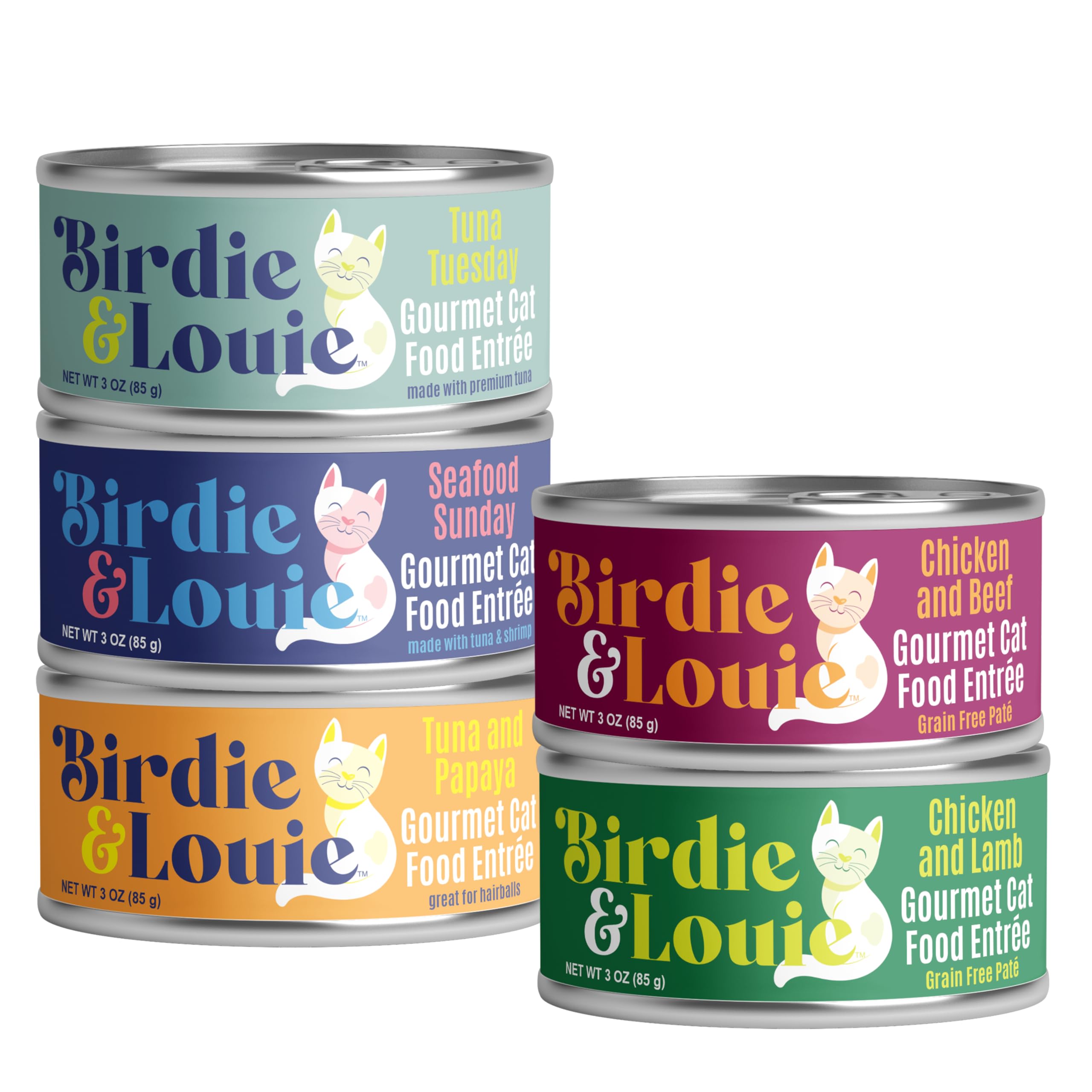birdie & louie face avant emballage montrant variété, facilite choix des saveurs