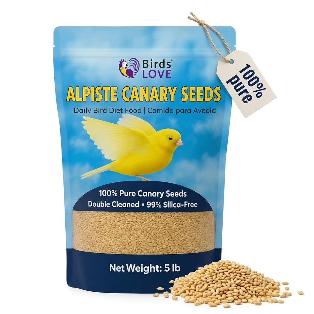 Birds LOVE emballage avant du sac de 5 lb montrant branding et information produit, qualité visible