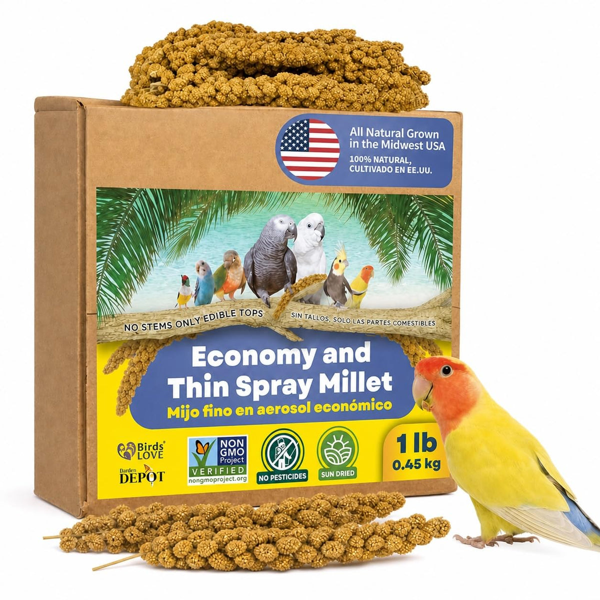Birds LOVE emballage avant montrant 1 lb et qualité naturelle