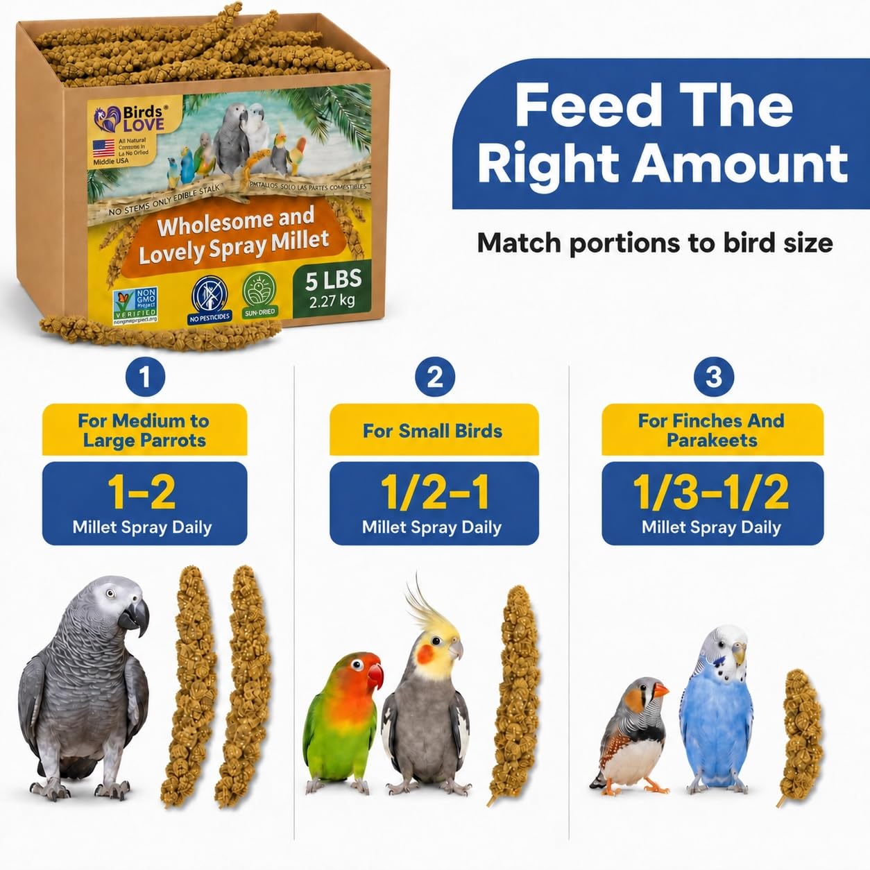Birds LOVE étiquette de produit avec certificat Non‑GMO Project pour assurance qualité