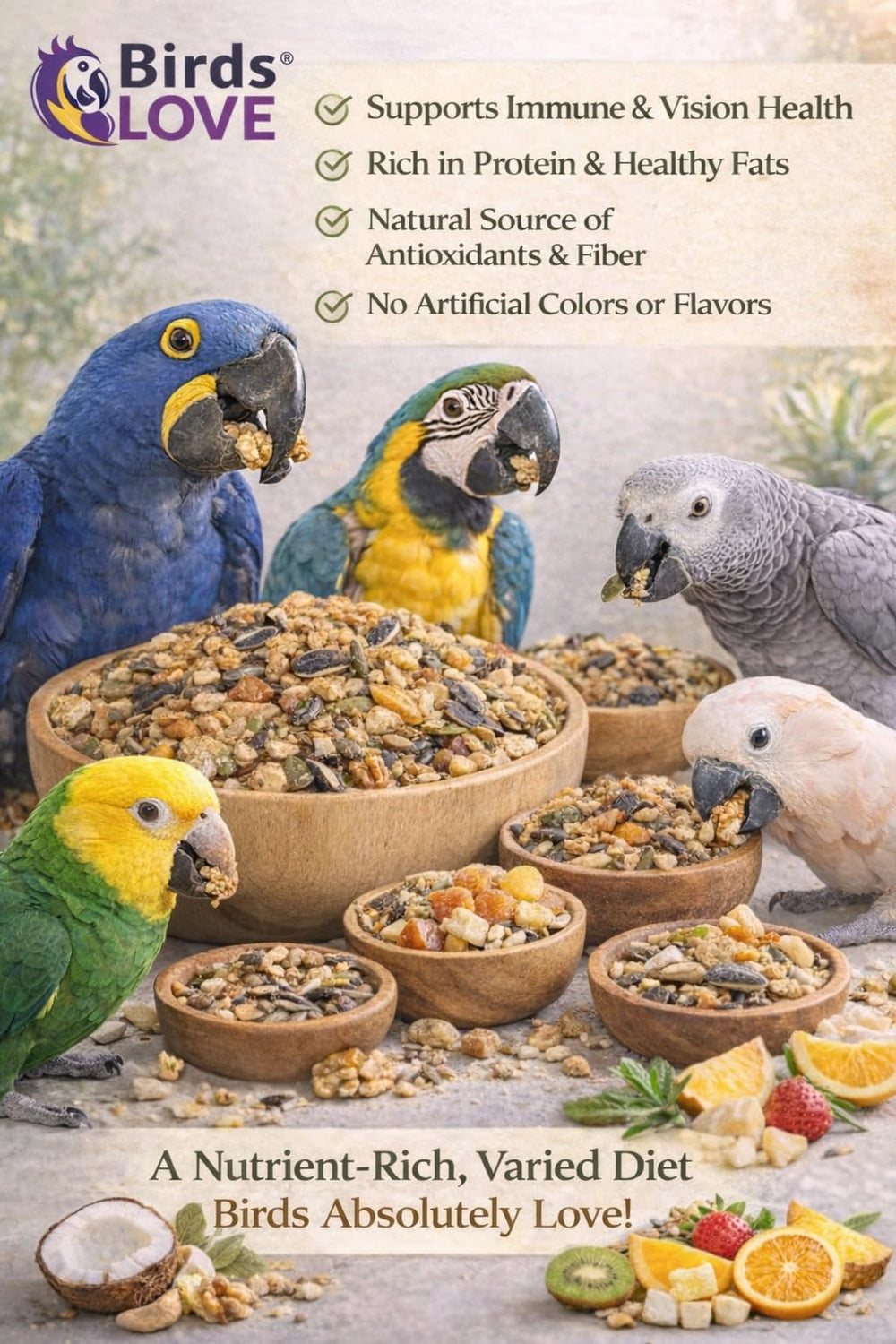 Birds LOVE assortiment de noix soulignant énergie et mastication