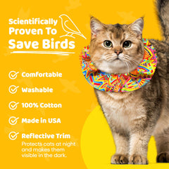 Birdsbesafe collier Geodelic porté par un chat en extérieur sécurise oiseaux