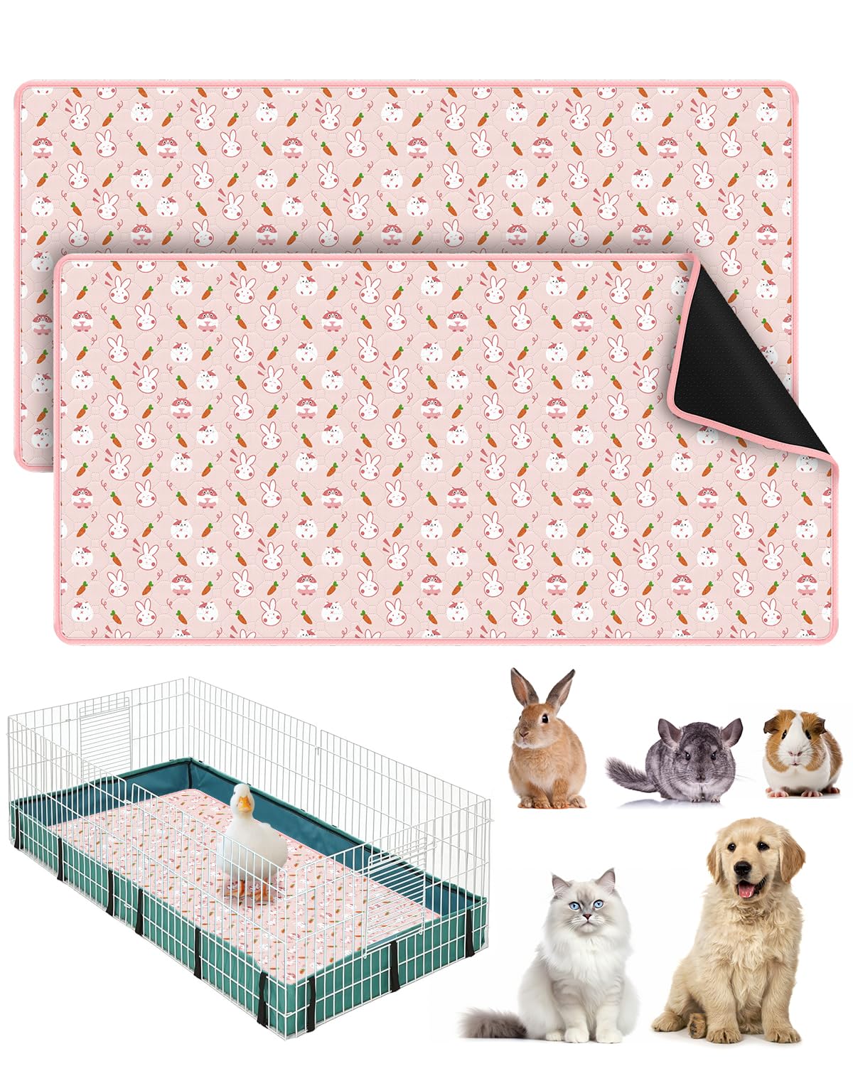 Bissap tapis face avant rose montrant taille et bordure, protège la cage