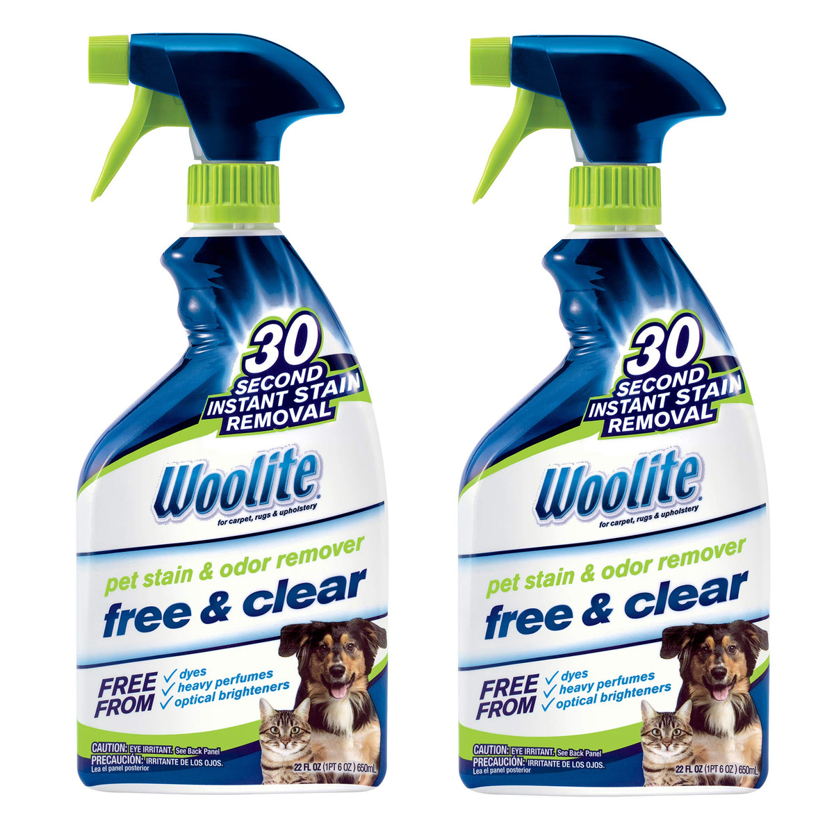 Bissell Woolite emballage avant montrant pack de 2 et étiquette claire — nettoyage efficace