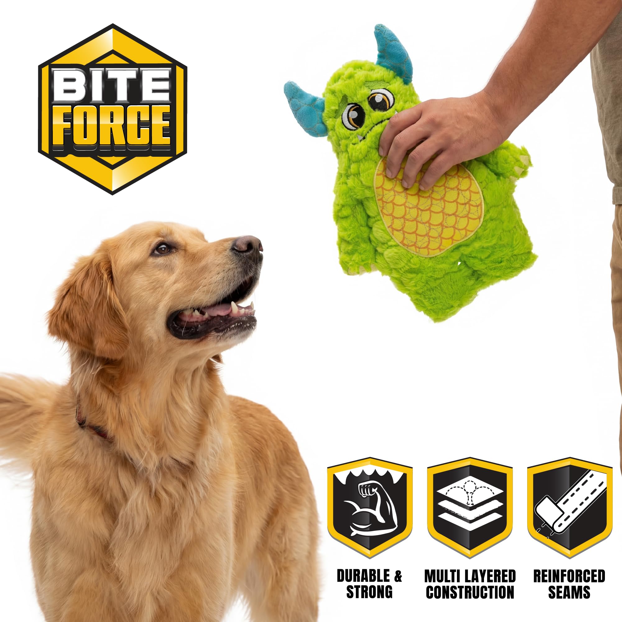 Bite Force détail des coutures renforcées garantissant solidité prolongée