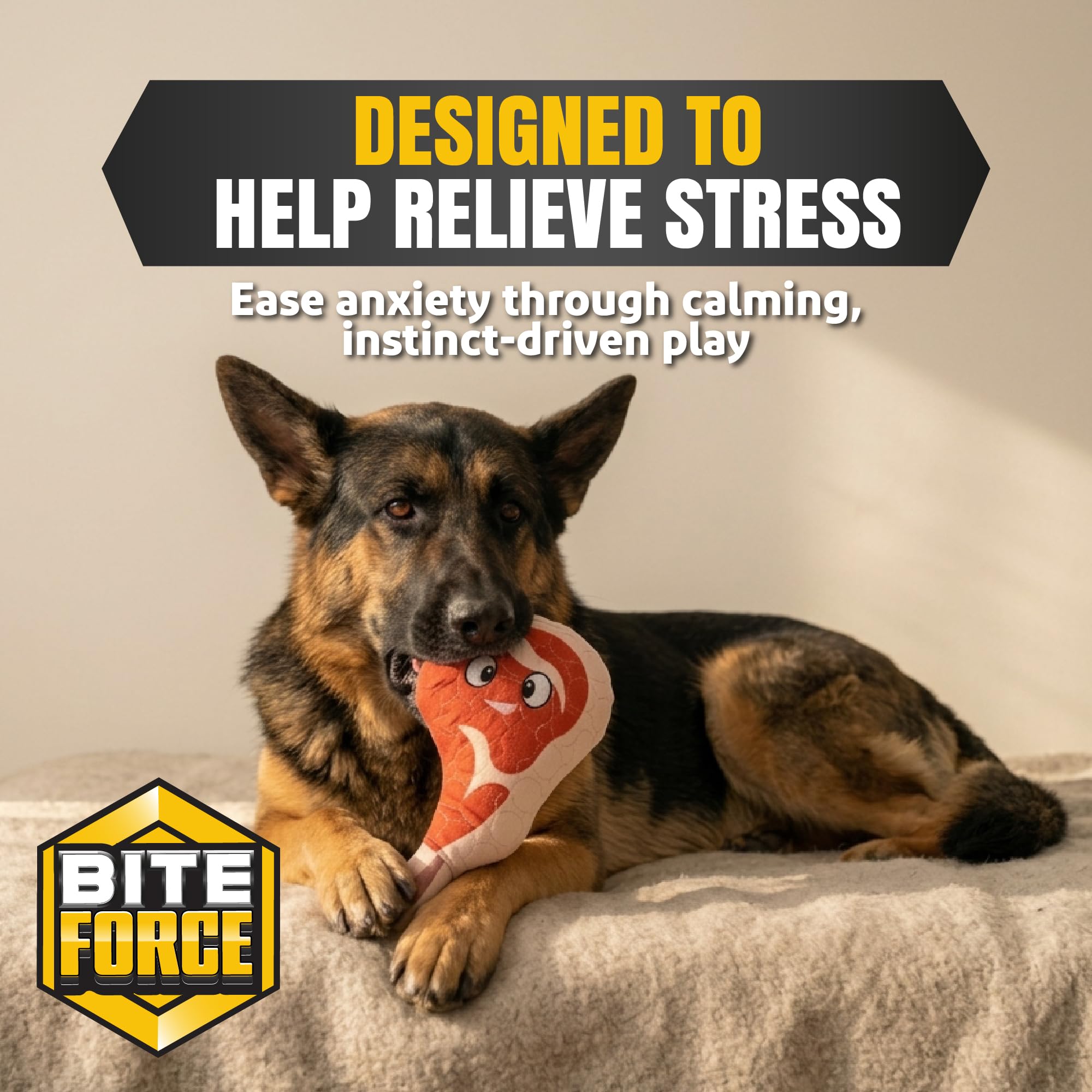 Bite Force étiquette produit montrant informations et matériaux renforcés