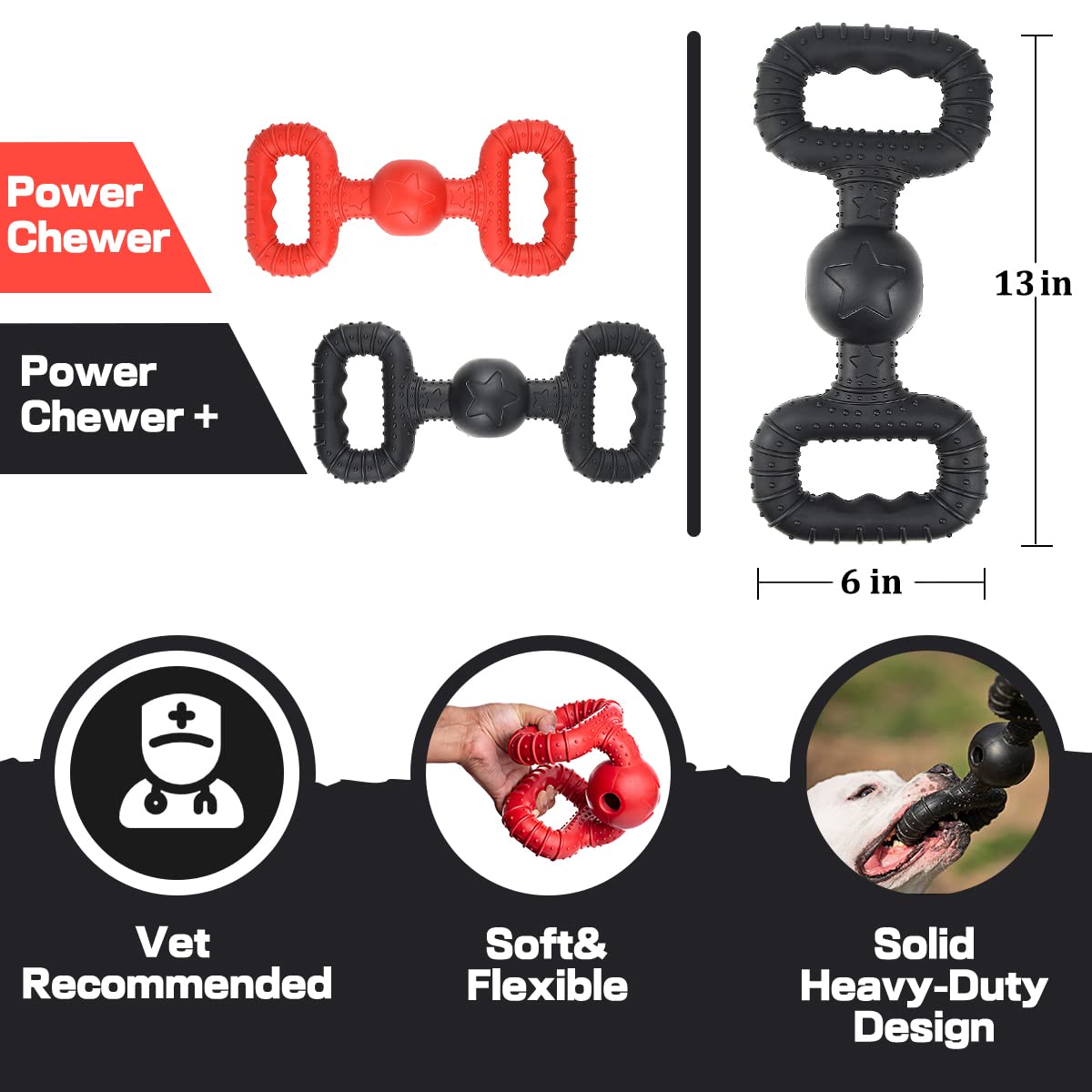 BiteKing taille comparée à une patte de grand chien pour estimer proportion et solidité