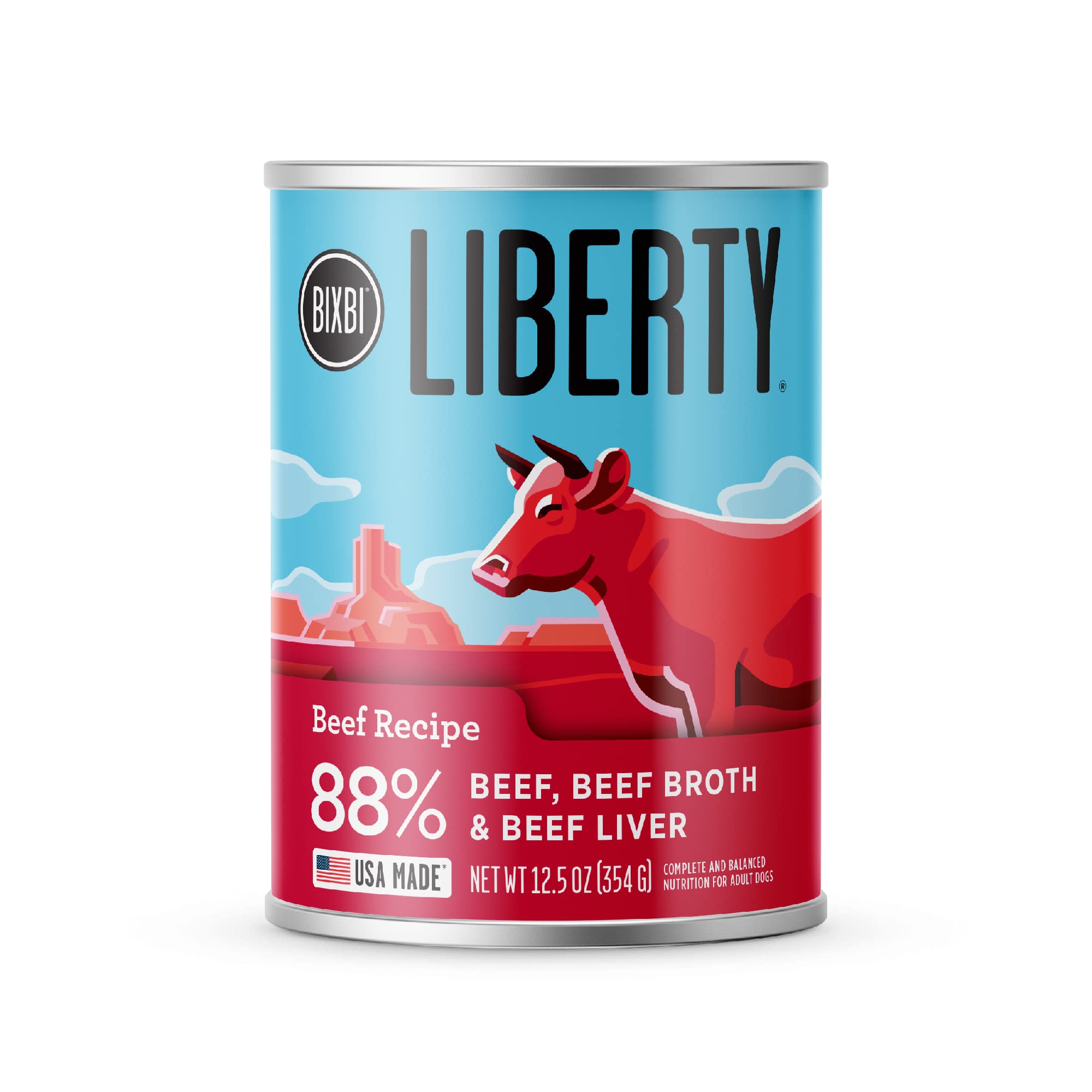 BIXBI boîte face montrant bœuf élevé en pâturage et appétence pour chien