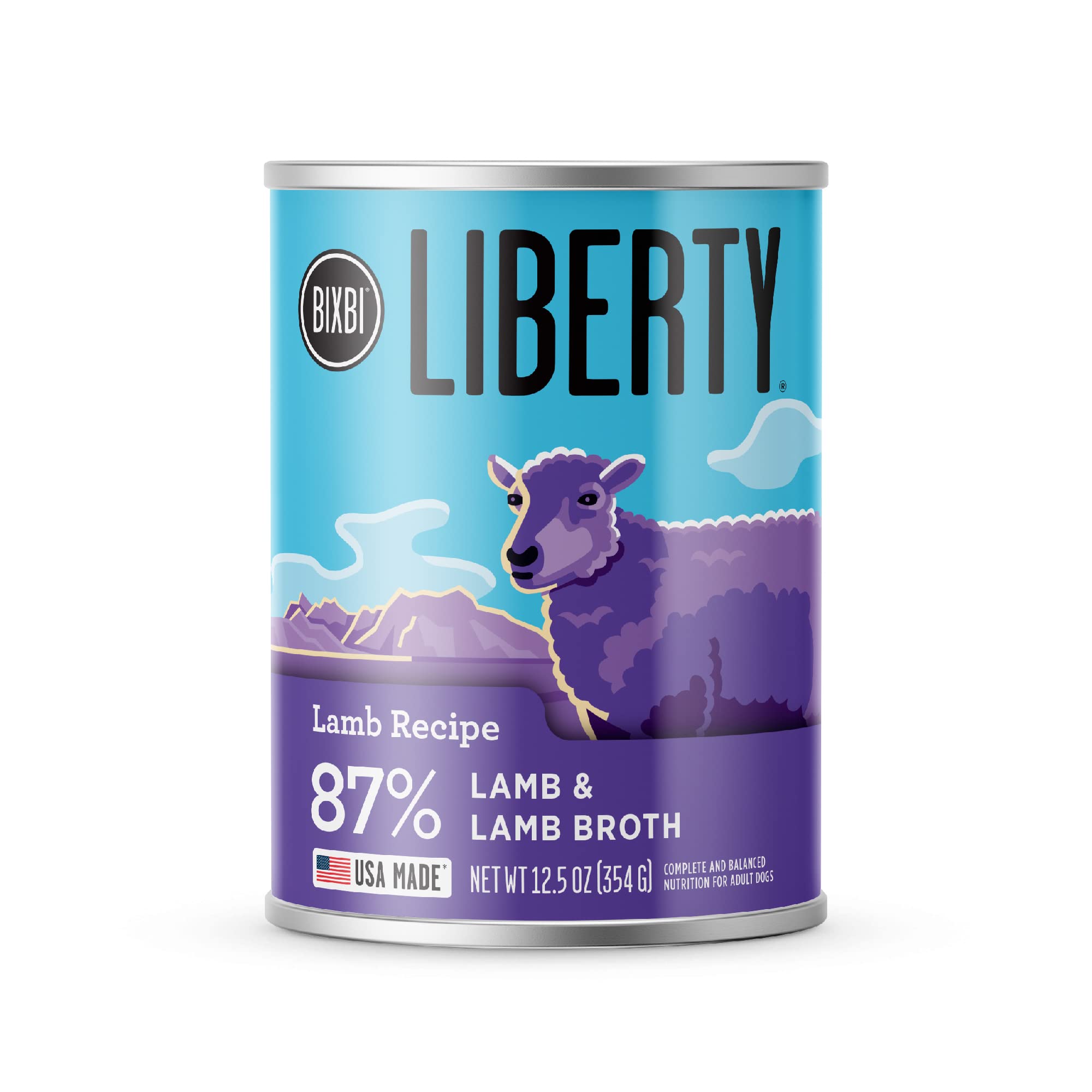 BIXBI Liberty Lamb face avant de la boîte montrant le label et la qualité