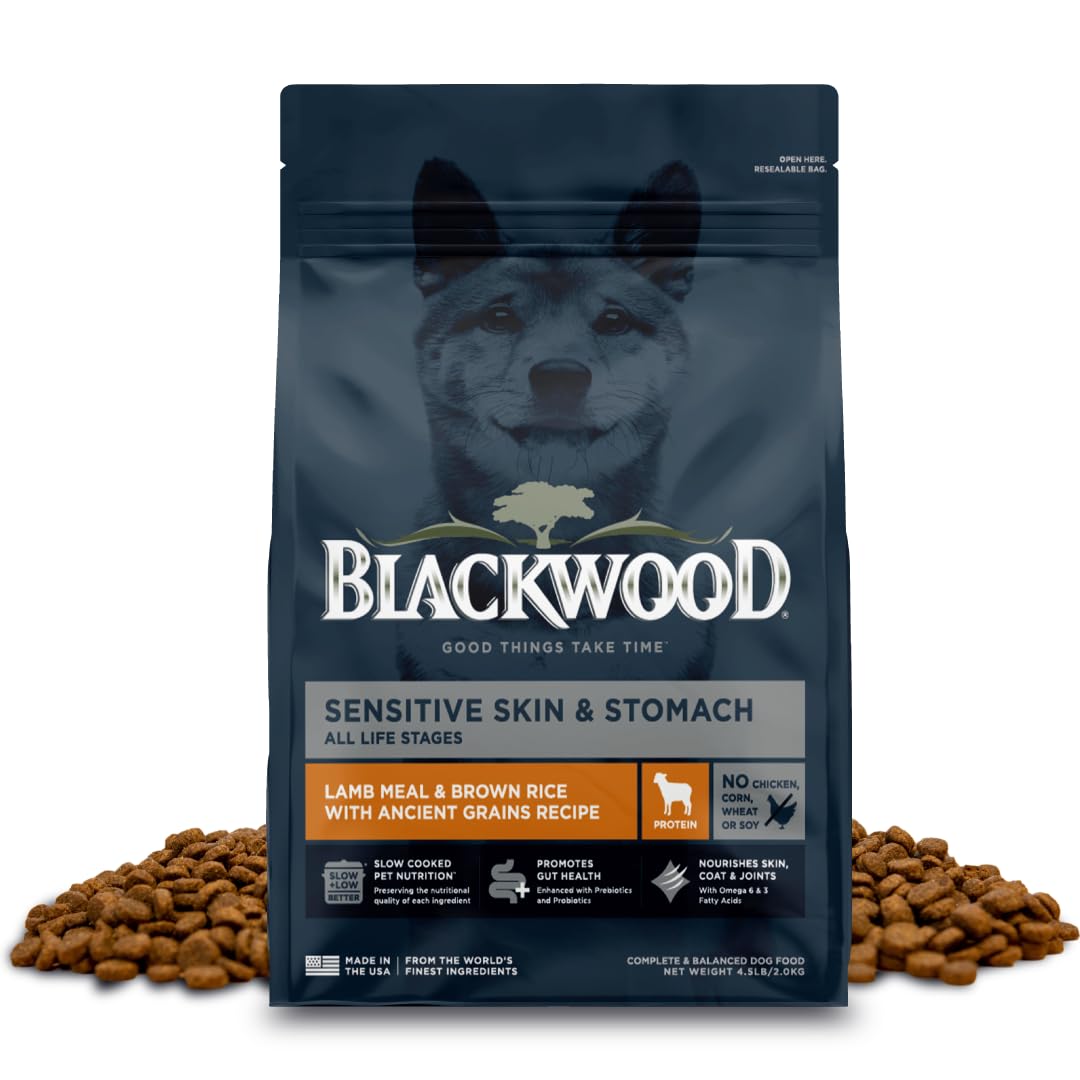 Blackwood sachet 4,5 lb visible montrant l'emballage et la composition nutritionnelle